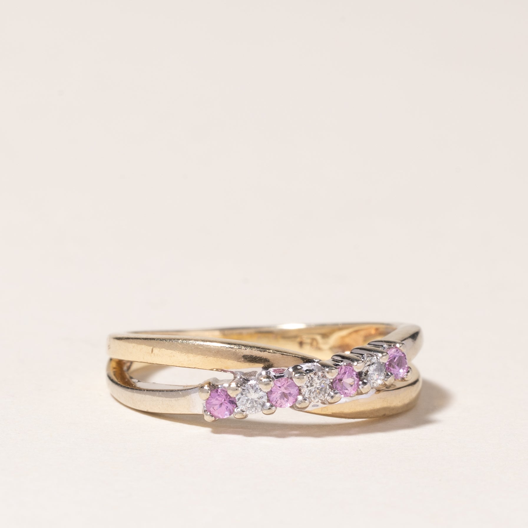 10K Yellow Gold Pink Topaz & Diamond Ring | 0.11ctw, 0.06ctw | SZ 5.75 |