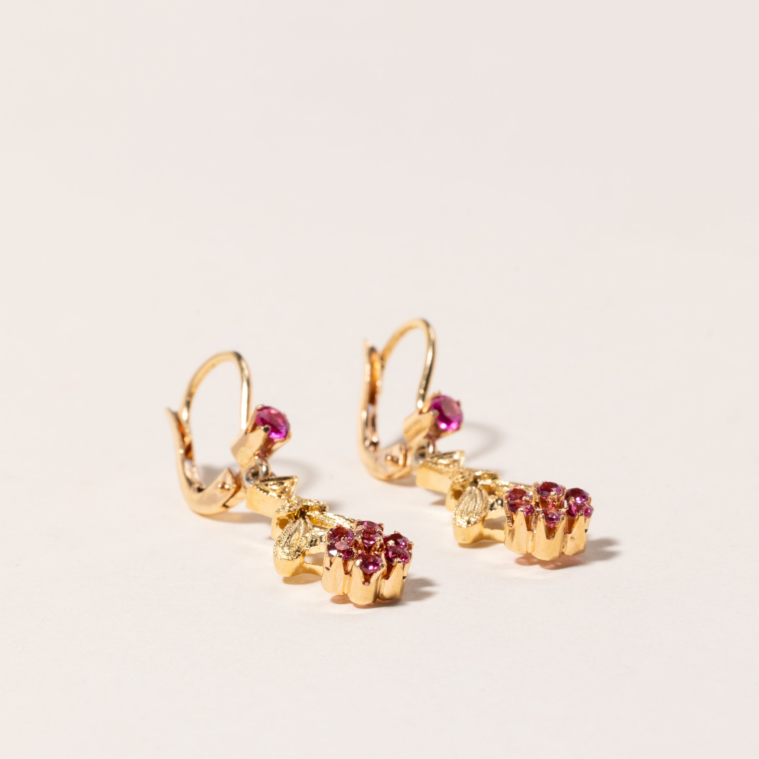 18K Yellow Gold Pink Topaz Drop Earrings | 0.66ctw |