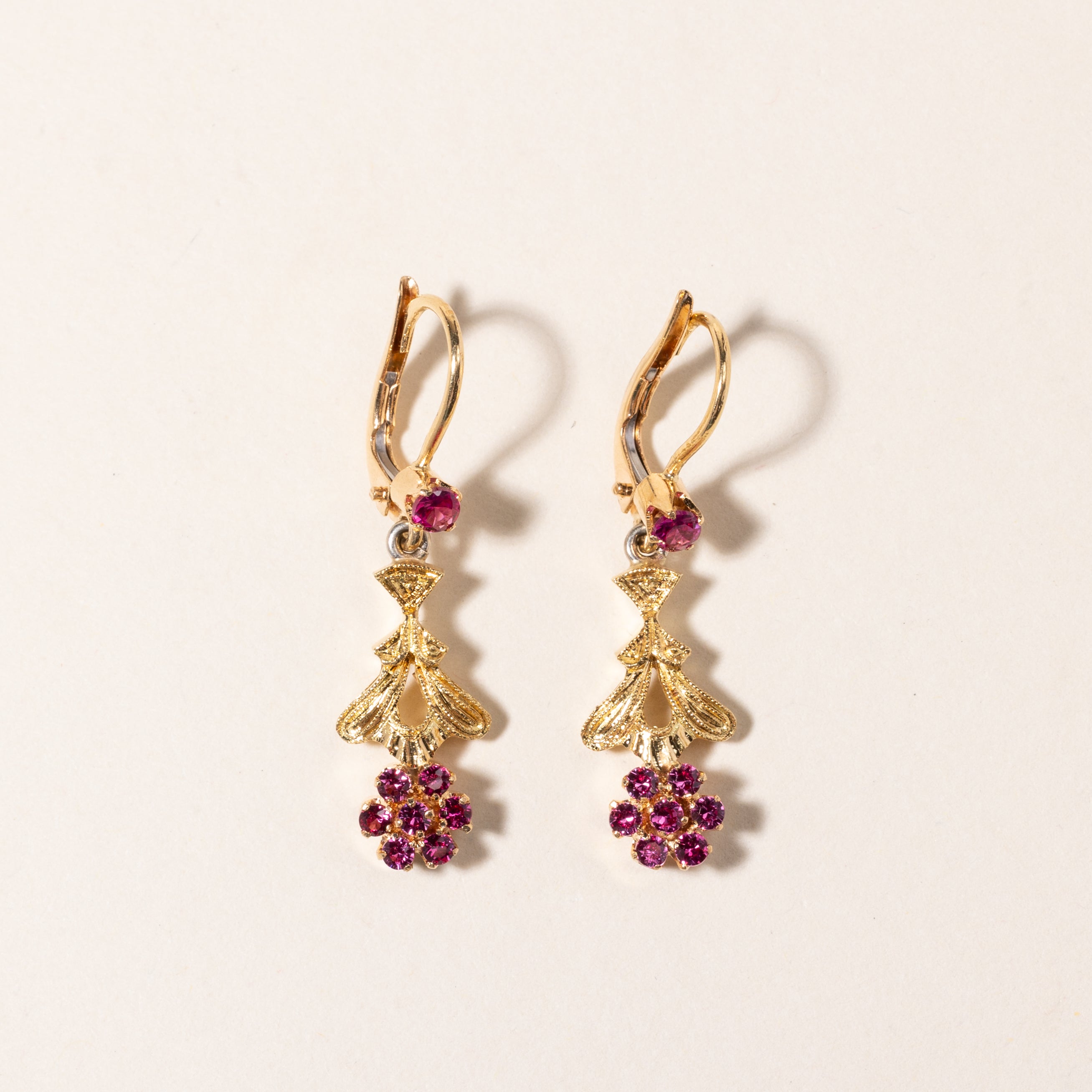 18K Yellow Gold Pink Topaz Drop Earrings | 0.66ctw |