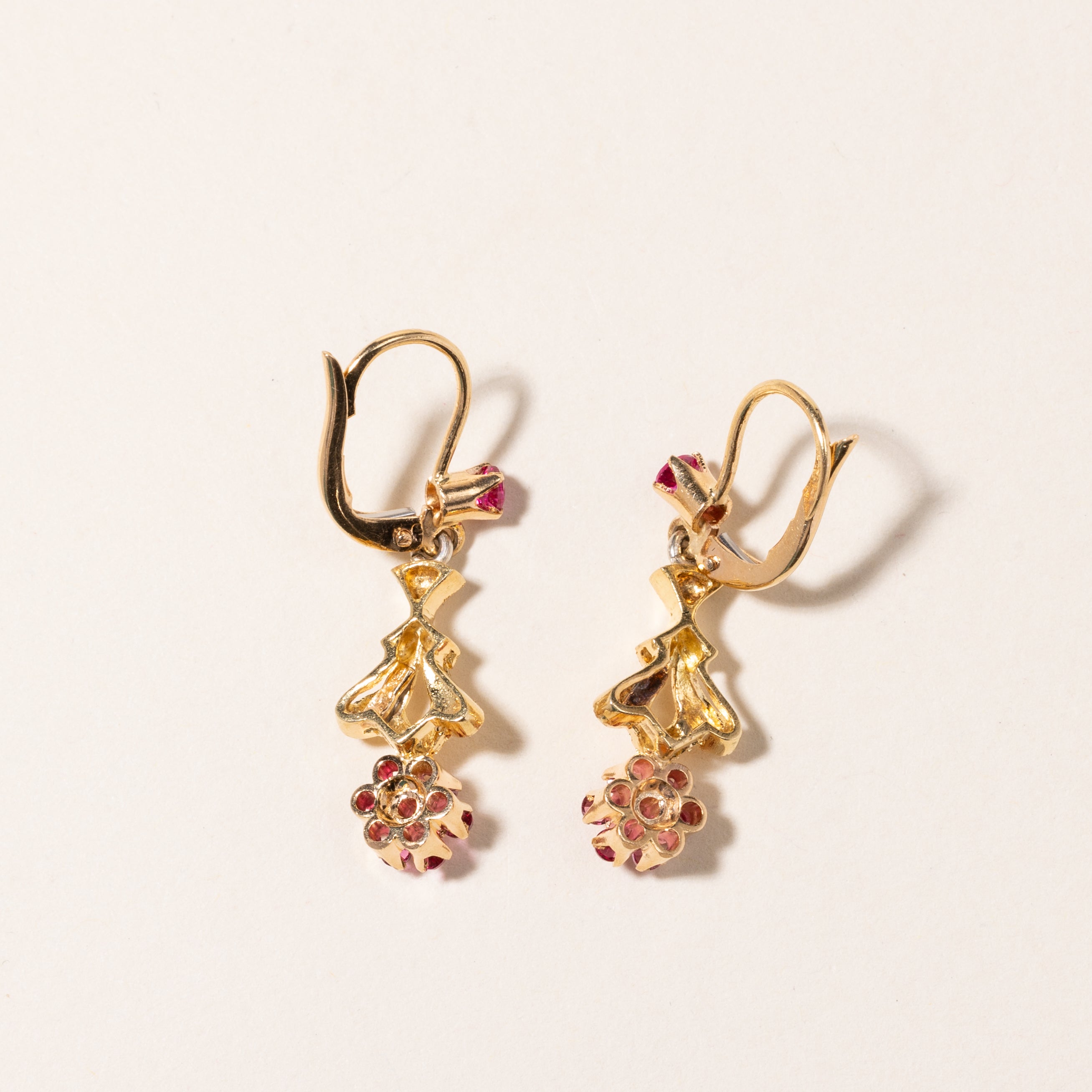 18K Yellow Gold Pink Topaz Drop Earrings | 0.66ctw |
