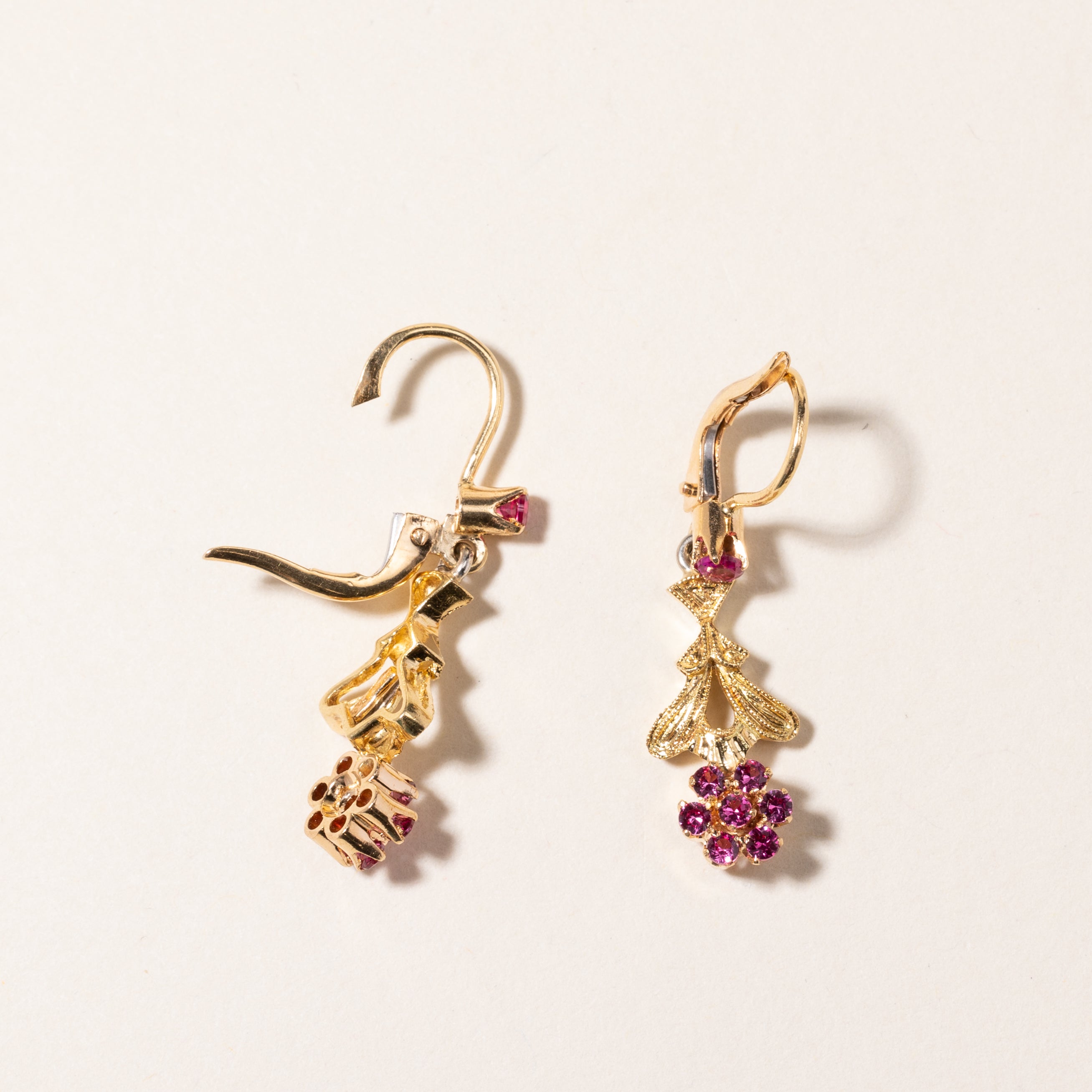 18K Yellow Gold Pink Topaz Drop Earrings | 0.66ctw |