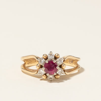 14K Yellow Gold Ruby & Diamond Ring | 0.40ctw, 0.18ctw | SZ 4