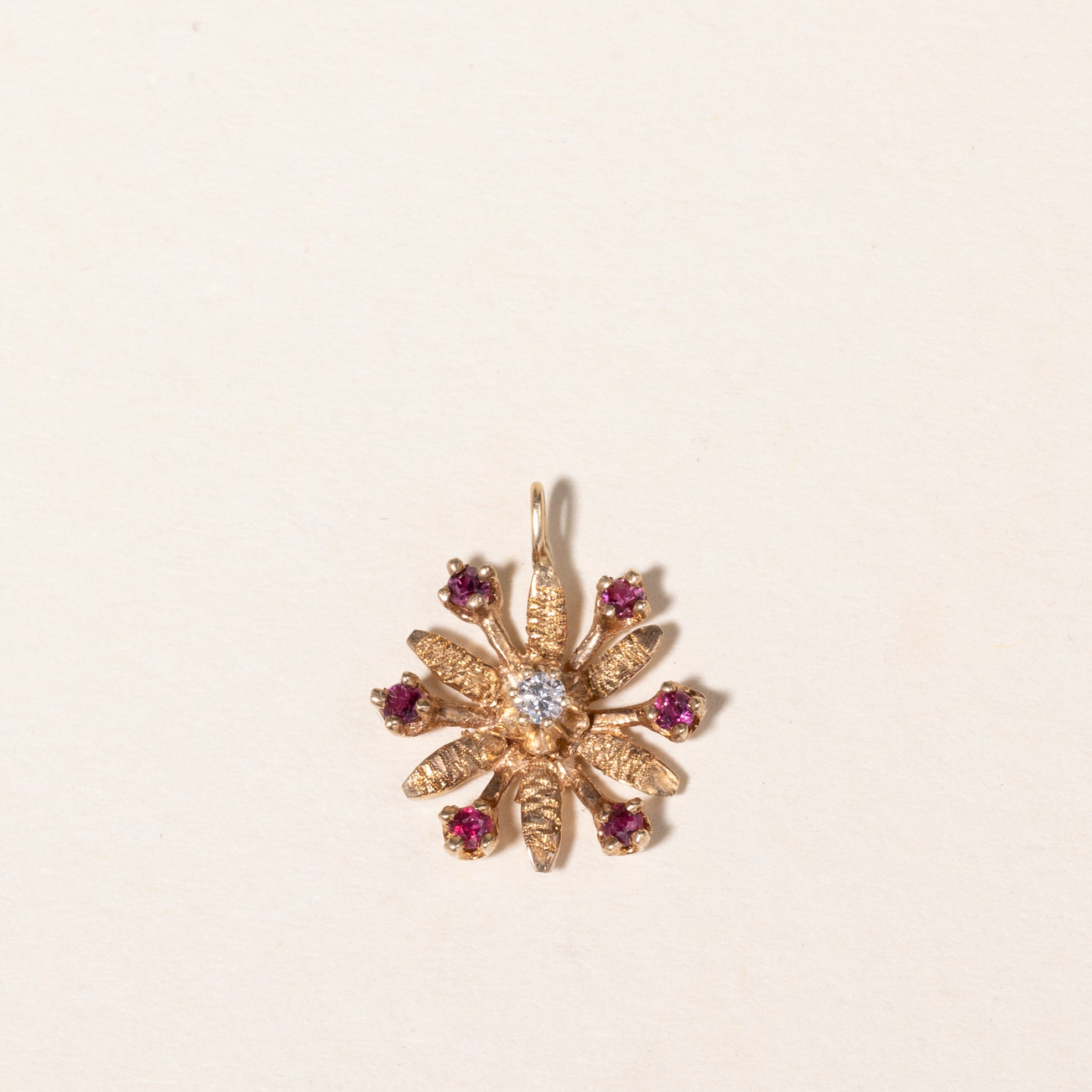 14K Yellow Gold Ruby & Diamond Pendant | 0.24ctw, 0.05ct |