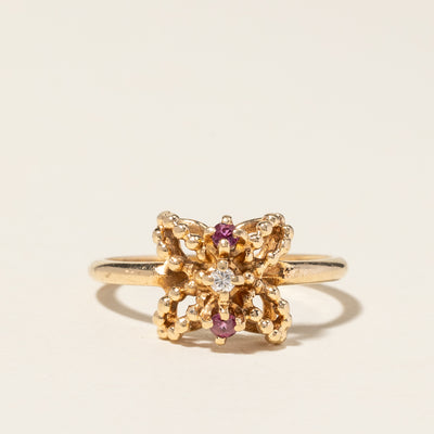 10K Yellow Gold Ruby & Diamond Ring | 0.08ctw, 0.03ctw | SZ 5.75 |