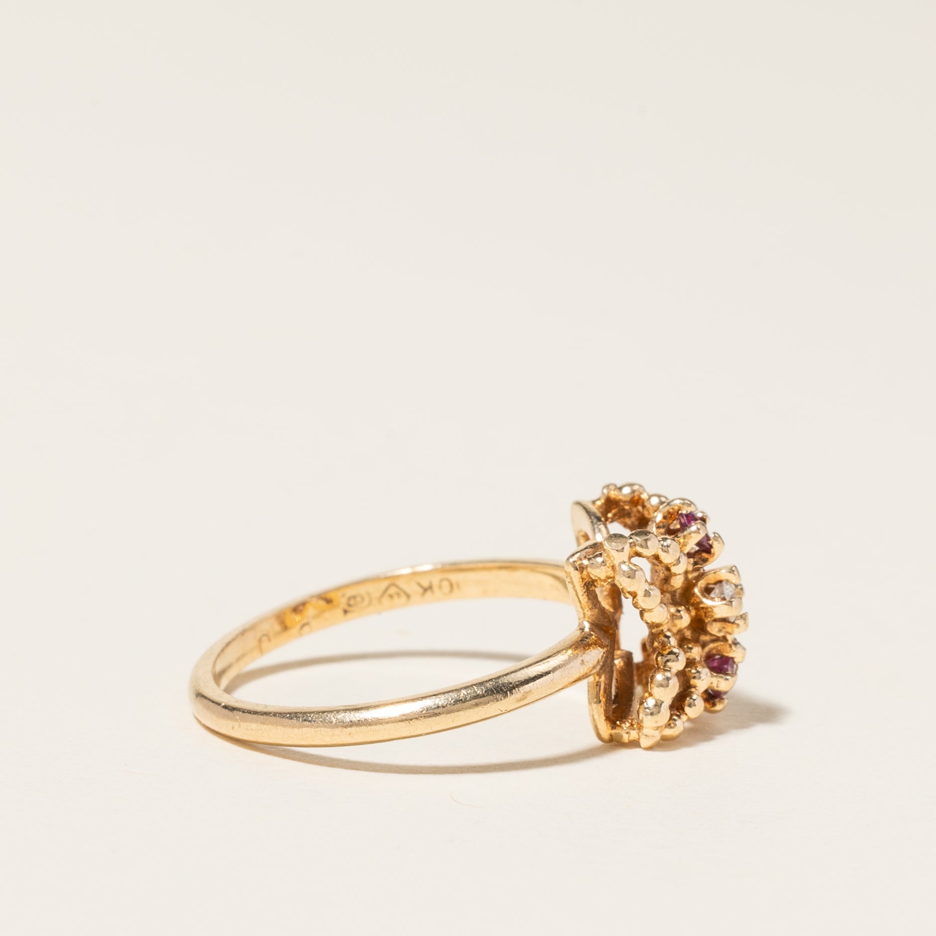 10K Yellow Gold Ruby & Diamond Ring | 0.08ctw, 0.03ctw | SZ 5.75 |