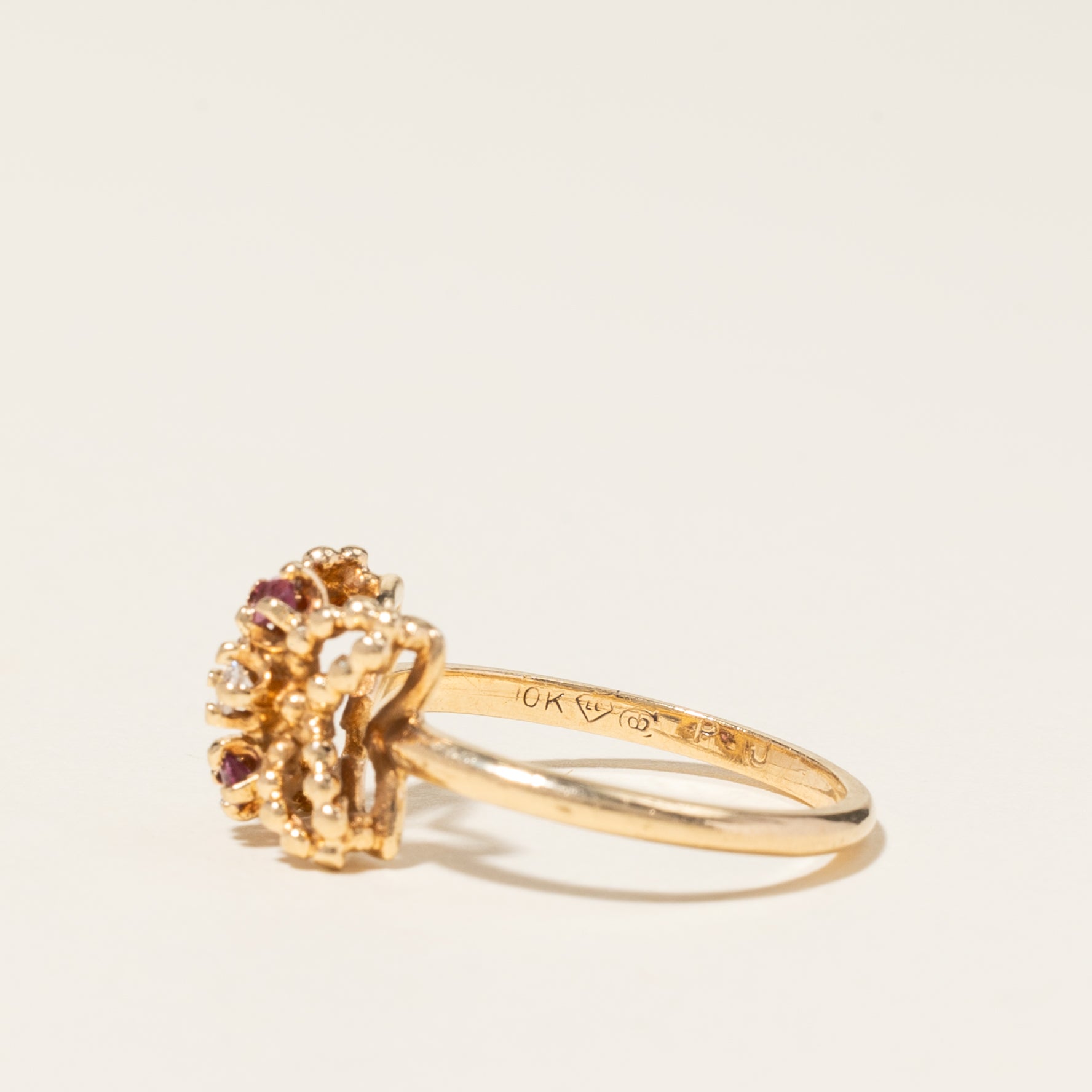 10K Yellow Gold Ruby & Diamond Ring | 0.08ctw, 0.03ctw | SZ 5.75 |