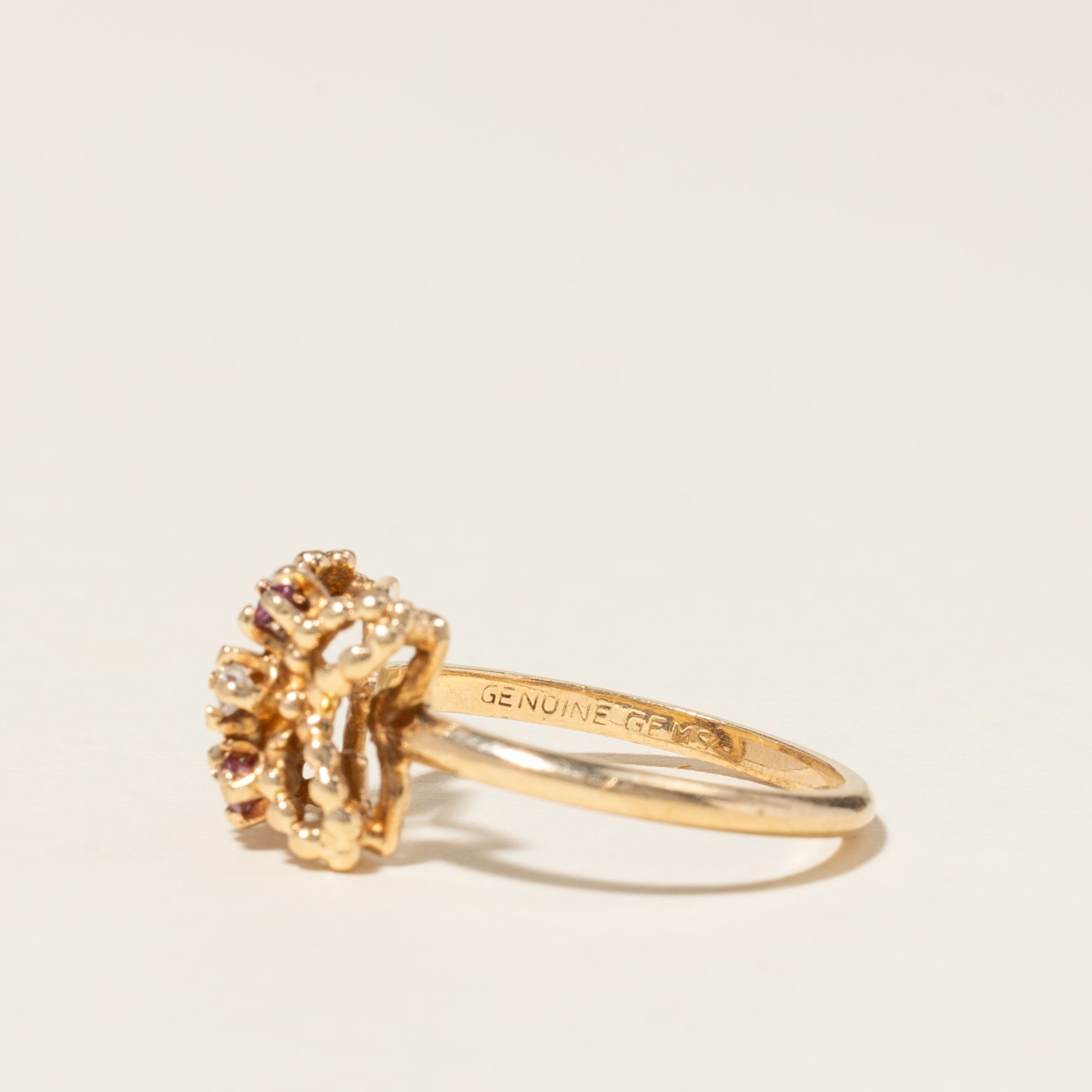 10K Yellow Gold Ruby & Diamond Ring | 0.08ctw, 0.03ctw | SZ 5.75 |