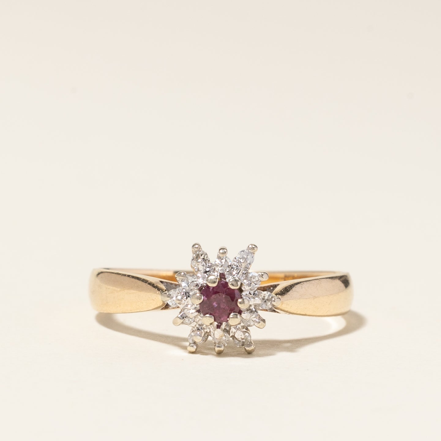 10K Yellow Gold Ruby & Diamond Ring | 0.10ct, 0.06ctw | SZ 6 |