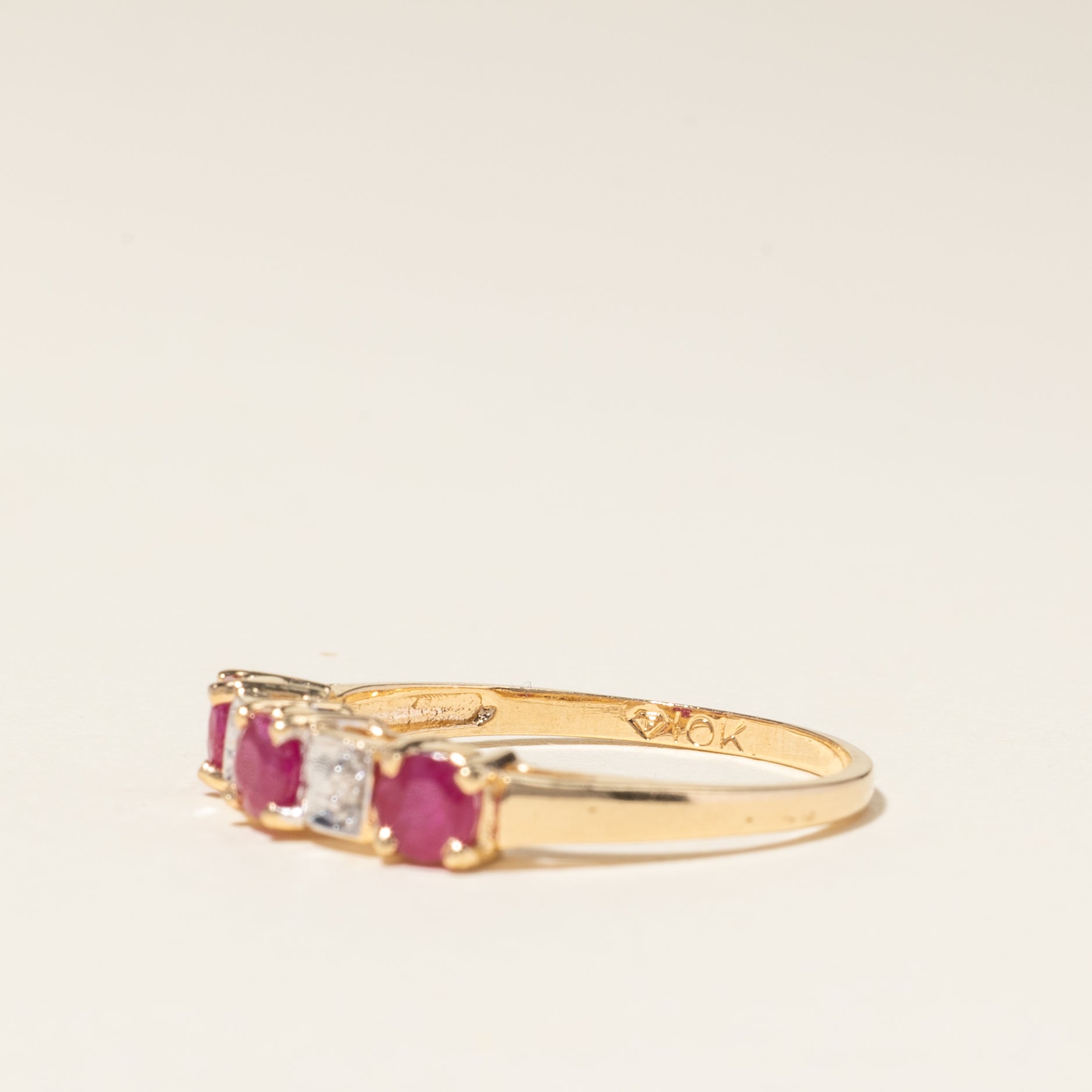 10K Yellow Gold Ruby & Diamond Ring | 0.63ctw, 0.01ctw | SZ 7.75 |