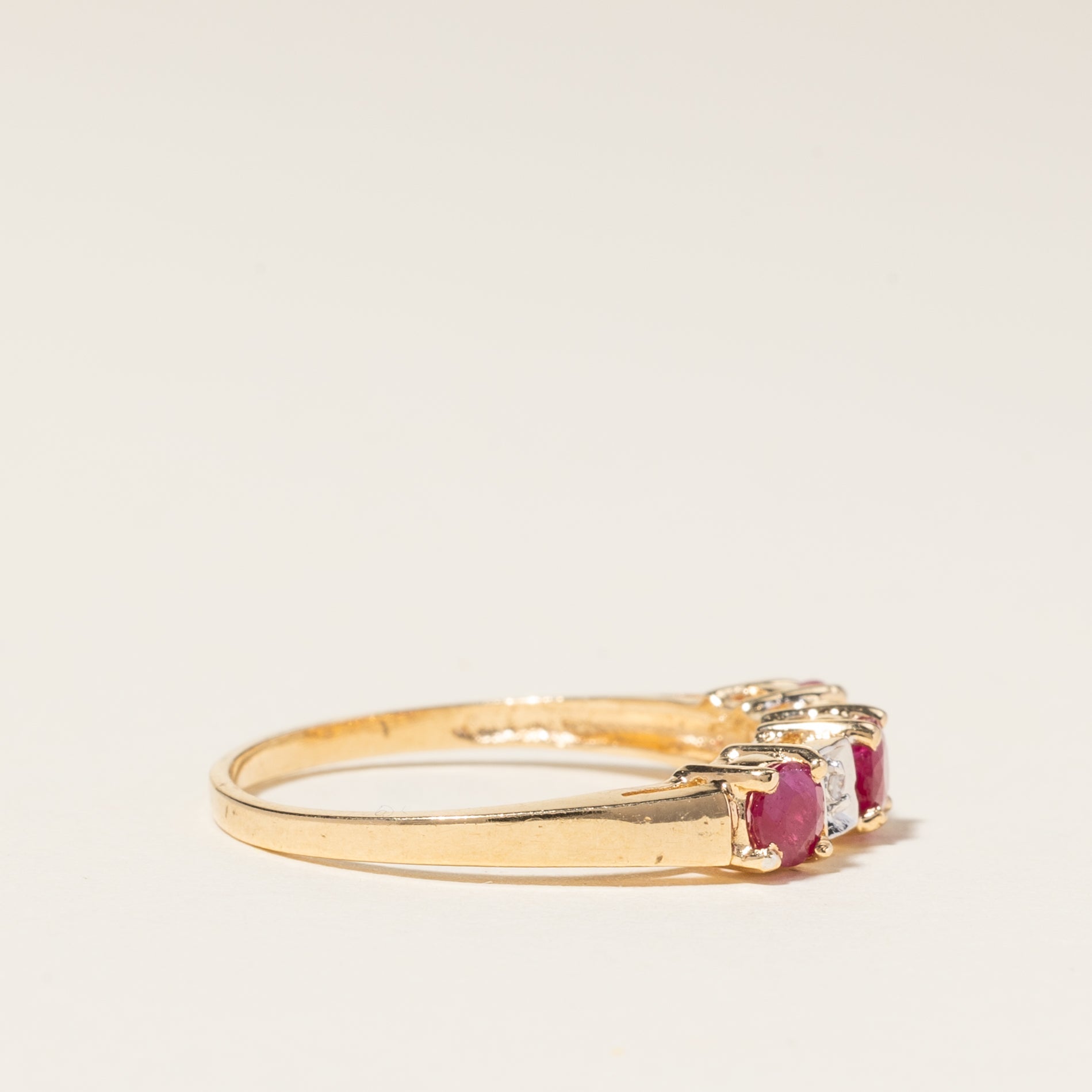10K Yellow Gold Ruby & Diamond Ring | 0.63ctw, 0.01ctw | SZ 7.75 |