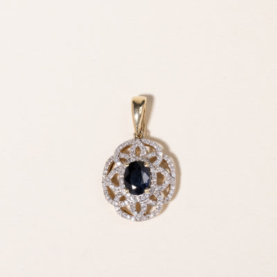 14K Yellow Gold Sapphire & Diamond Pendant | 1.42ct, 0.51ctw