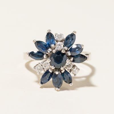 10K White Gold Sapphire & Diamond Cocktail Ring | 2.17ctw, 0.18ctw | SZ 7.25 |