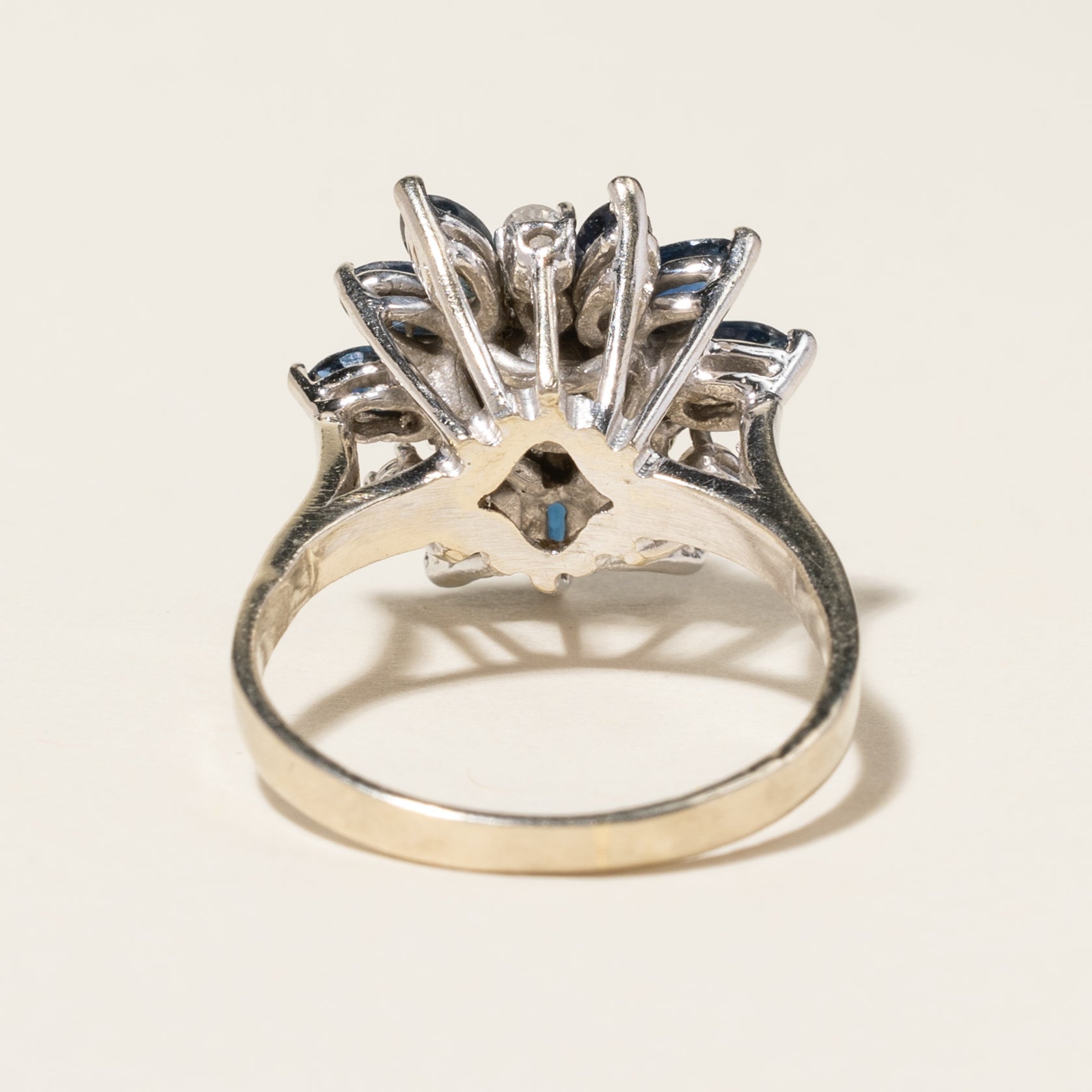 10K White Gold Sapphire & Diamond Cocktail Ring | 2.17ctw, 0.18ctw | SZ 7.25 |