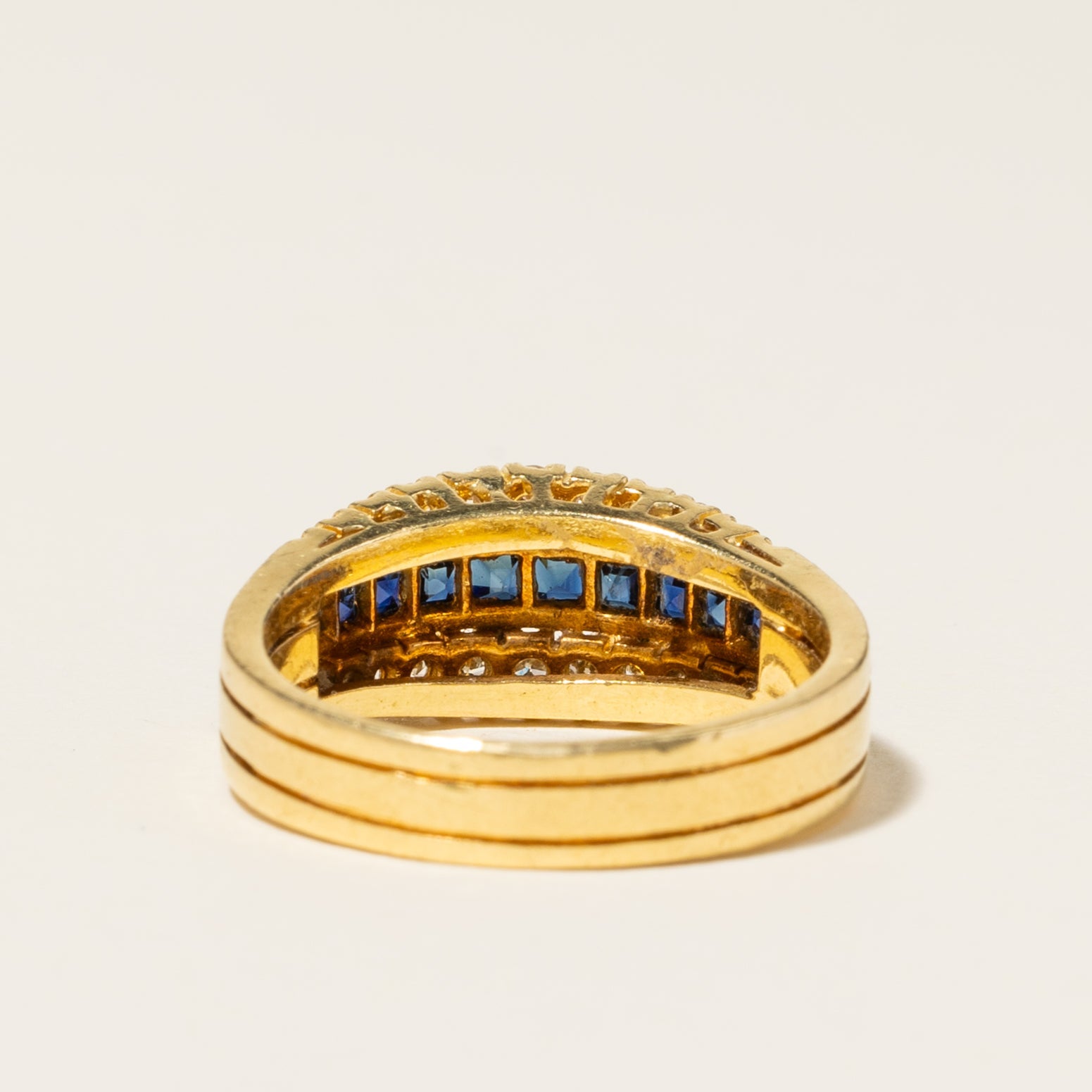 18K Yellow Gold Blue Sapphire & Diamond Ring | 0.50ctw, 0.39ctw | SZ 6.25 |