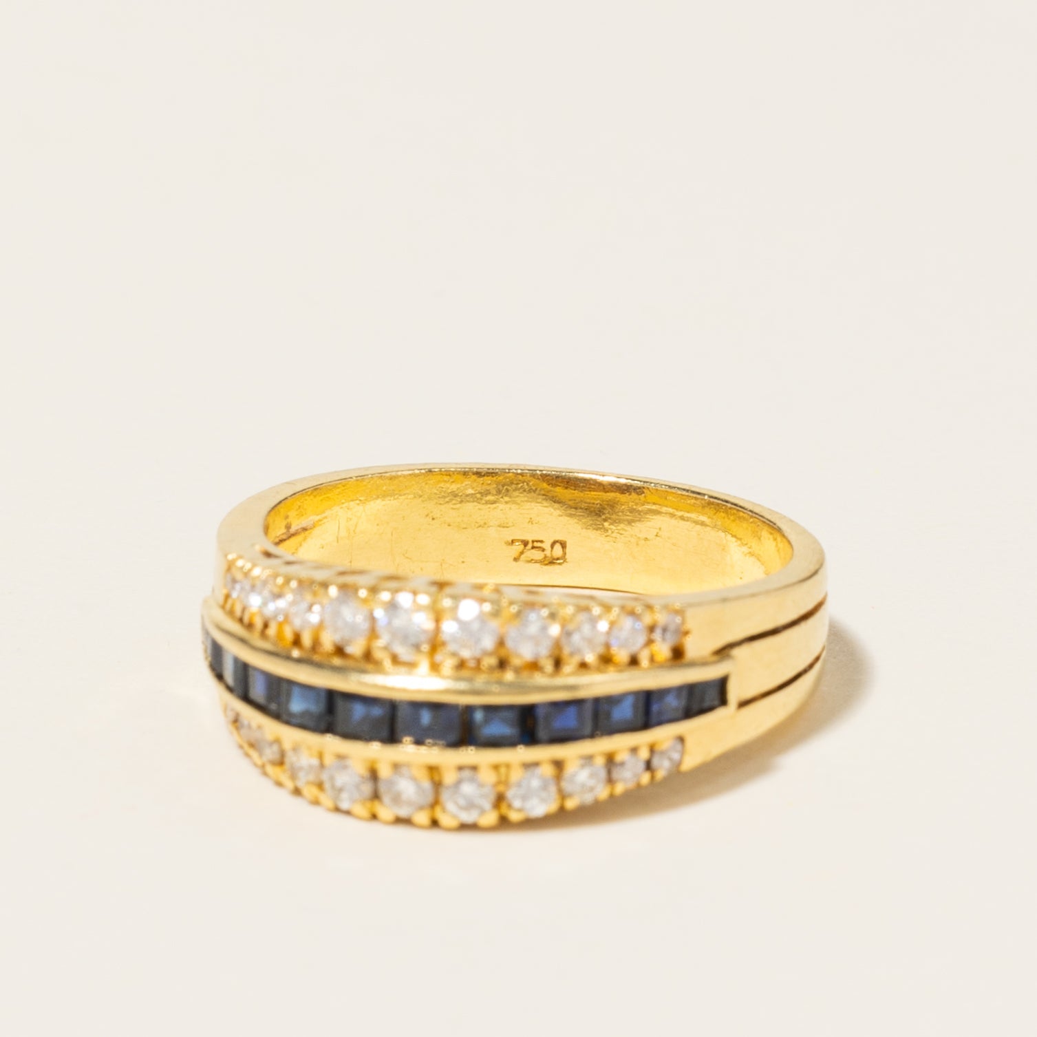 18K Yellow Gold Blue Sapphire & Diamond Ring | 0.50ctw, 0.39ctw | SZ 6.25 |
