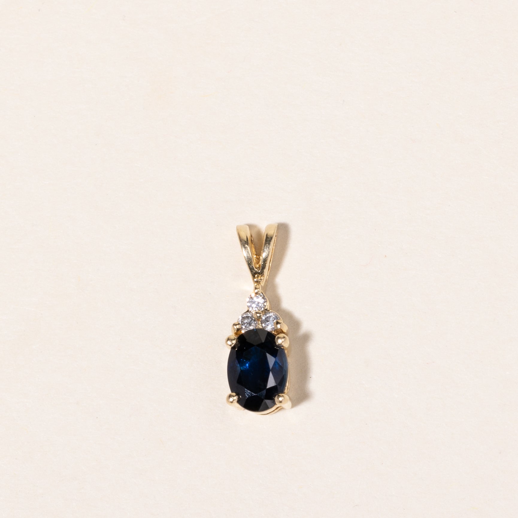 14K Yellow Gold Sapphire & Diamond Pendant | 0.95ct, 0.06ctw |