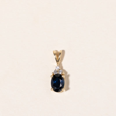 14K Yellow Gold Sapphire & Diamond Pendant | 0.95ct, 0.06ctw |