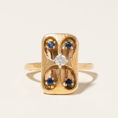 14K Yellow Gold Blue Sapphire & Diamond Ring | 0.16ctw, 0.11ct | SZ 6.75 |