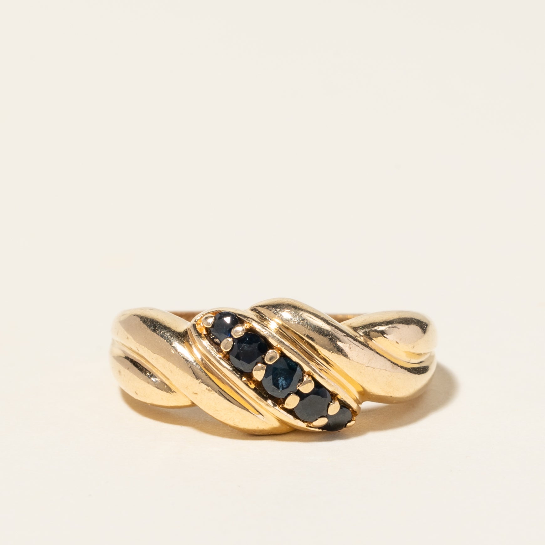 14K Yellow Gold Blue Sapphire Ring | 0.35ctw | SZ 6.75