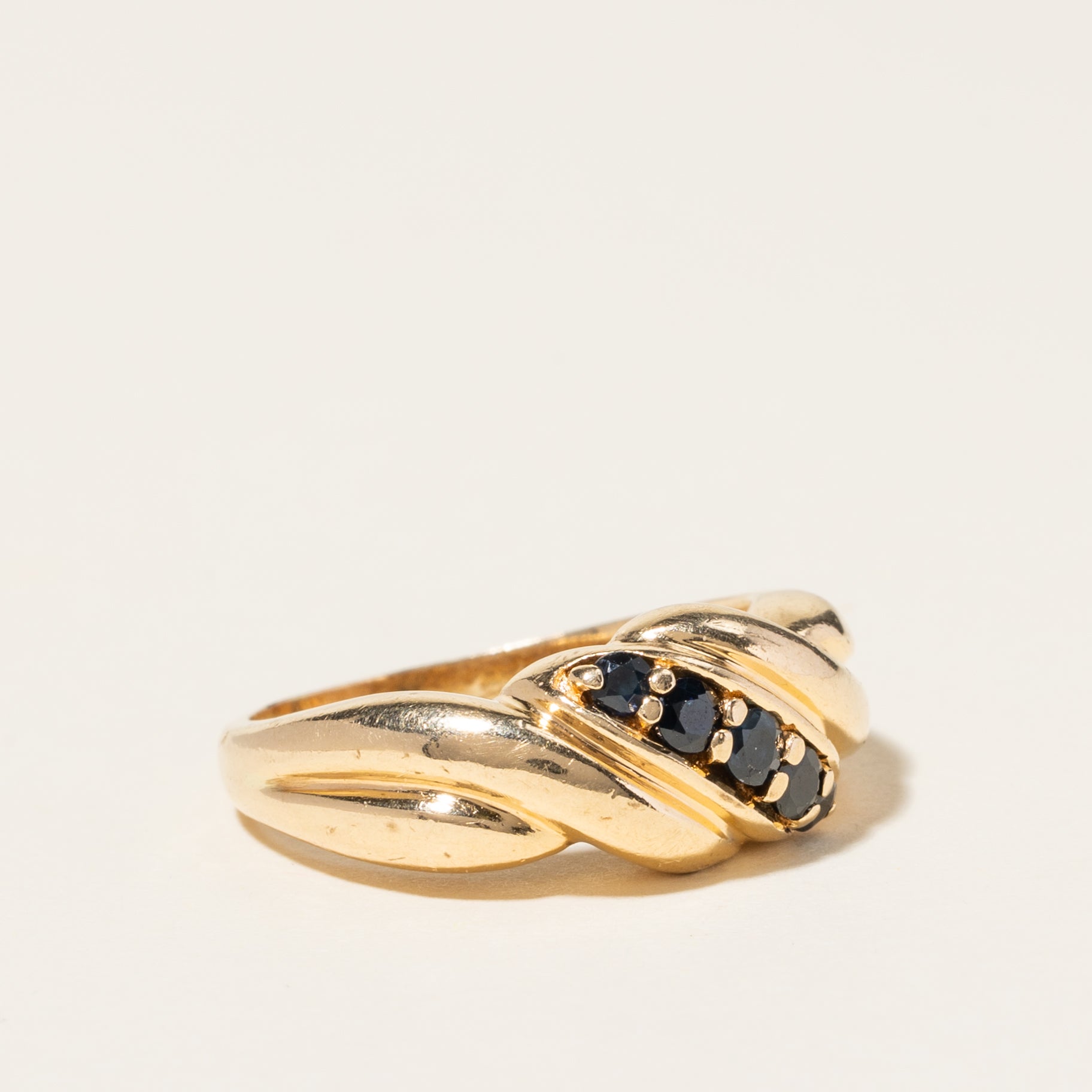 14K Yellow Gold Blue Sapphire Ring | 0.35ctw | SZ 6.75