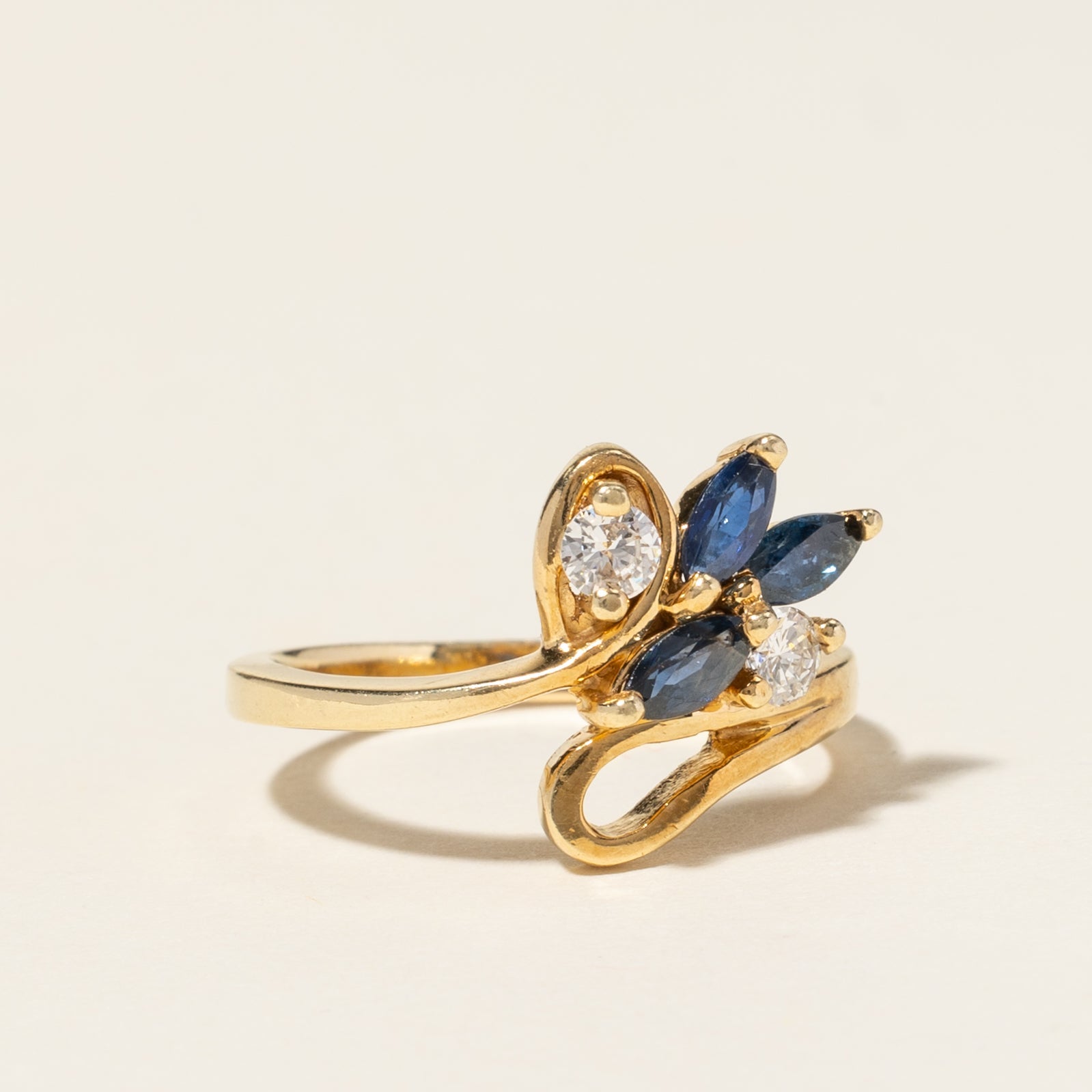 14K Yellow Gold Blue Sapphire & Diamond Ring | 0.54ctw, 0.20ctw | SZ 5.75 |