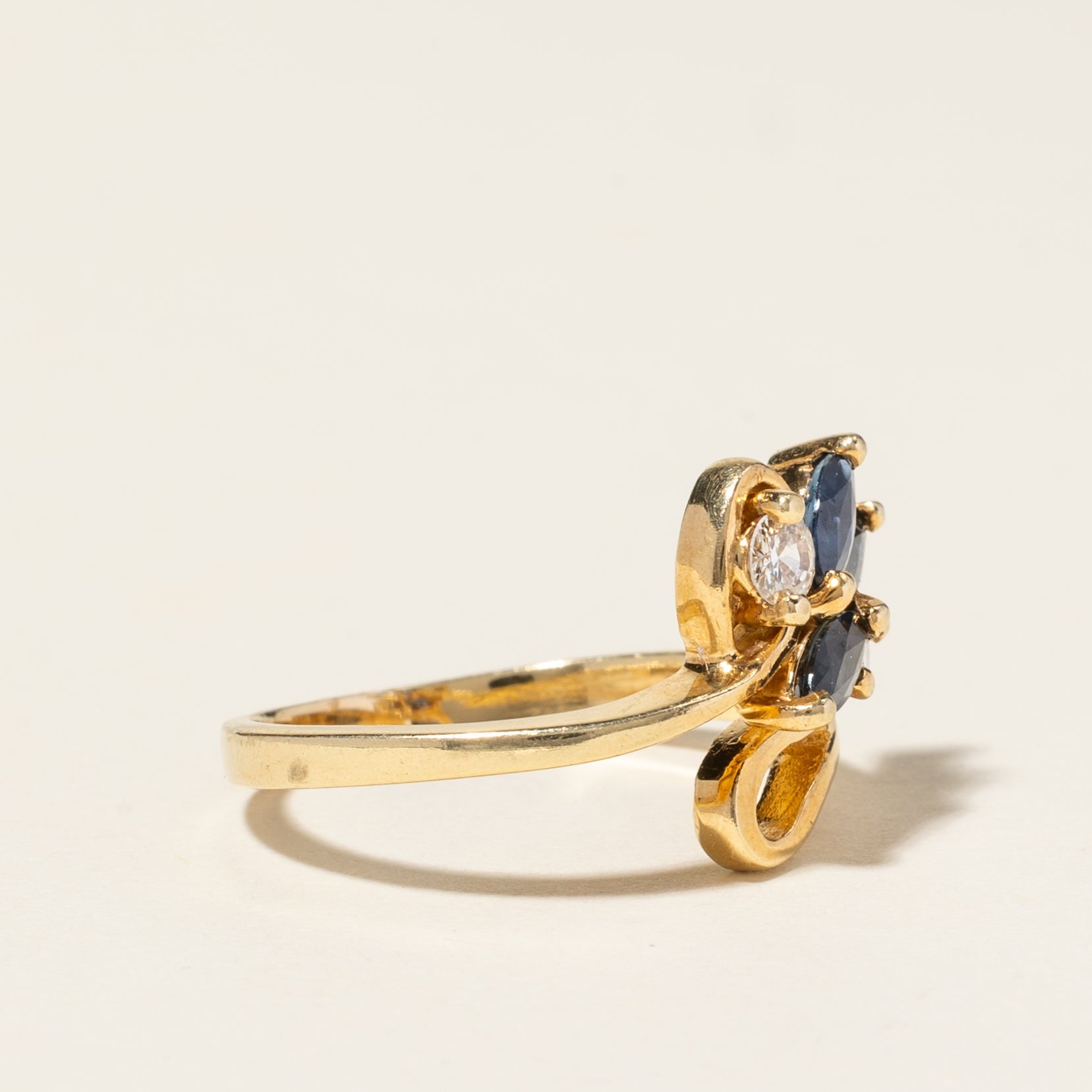 14K Yellow Gold Blue Sapphire & Diamond Ring | 0.54ctw, 0.20ctw | SZ 5.75 |
