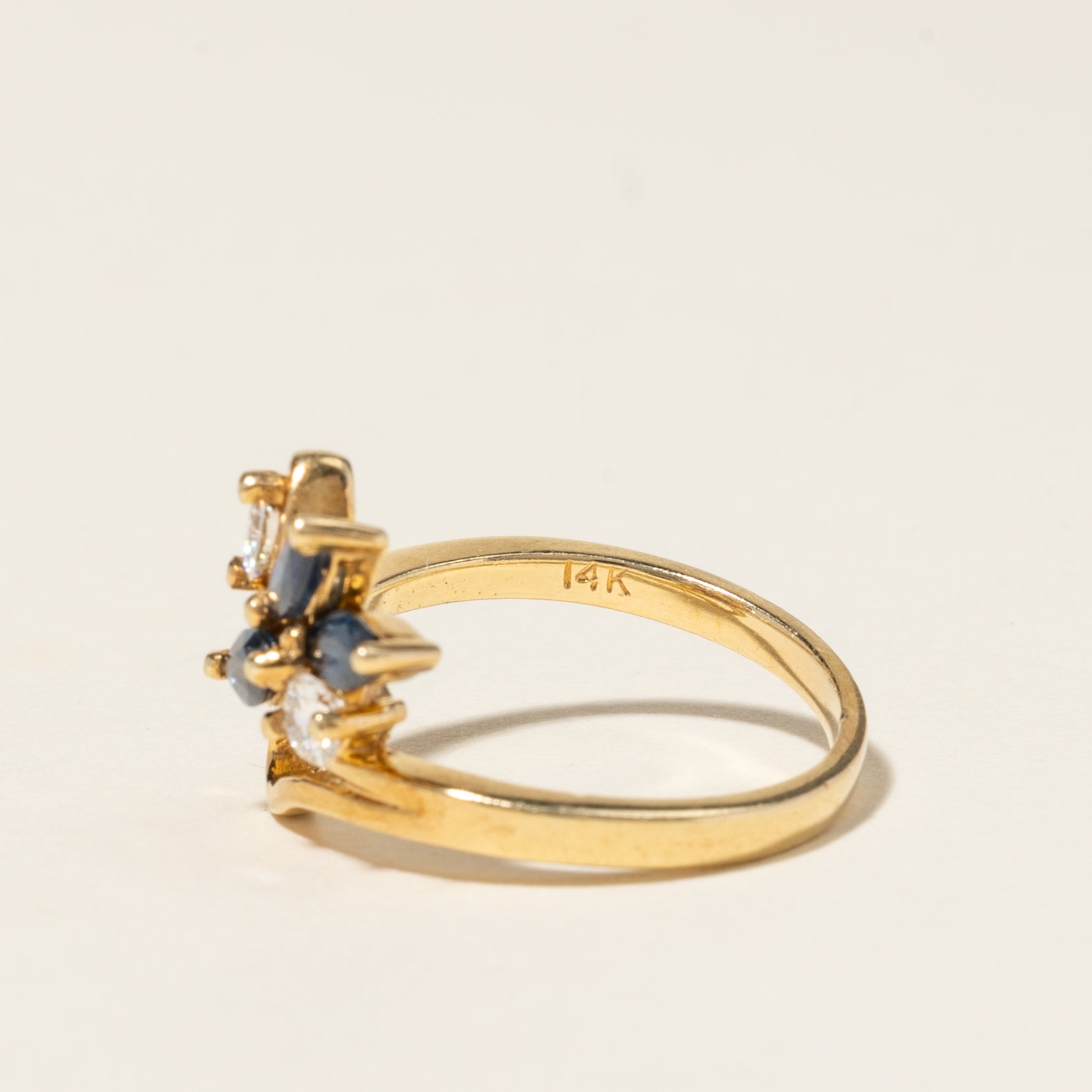 14K Yellow Gold Blue Sapphire & Diamond Ring | 0.54ctw, 0.20ctw | SZ 5.75 |