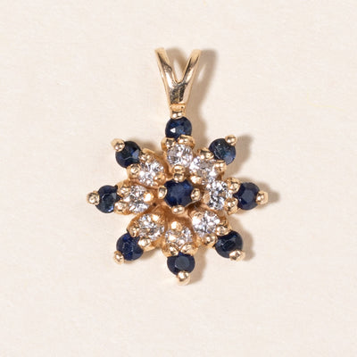 14K Yellow Gold Sapphire & Diamond Pendant | 0.18ctw, 0.24ctw |