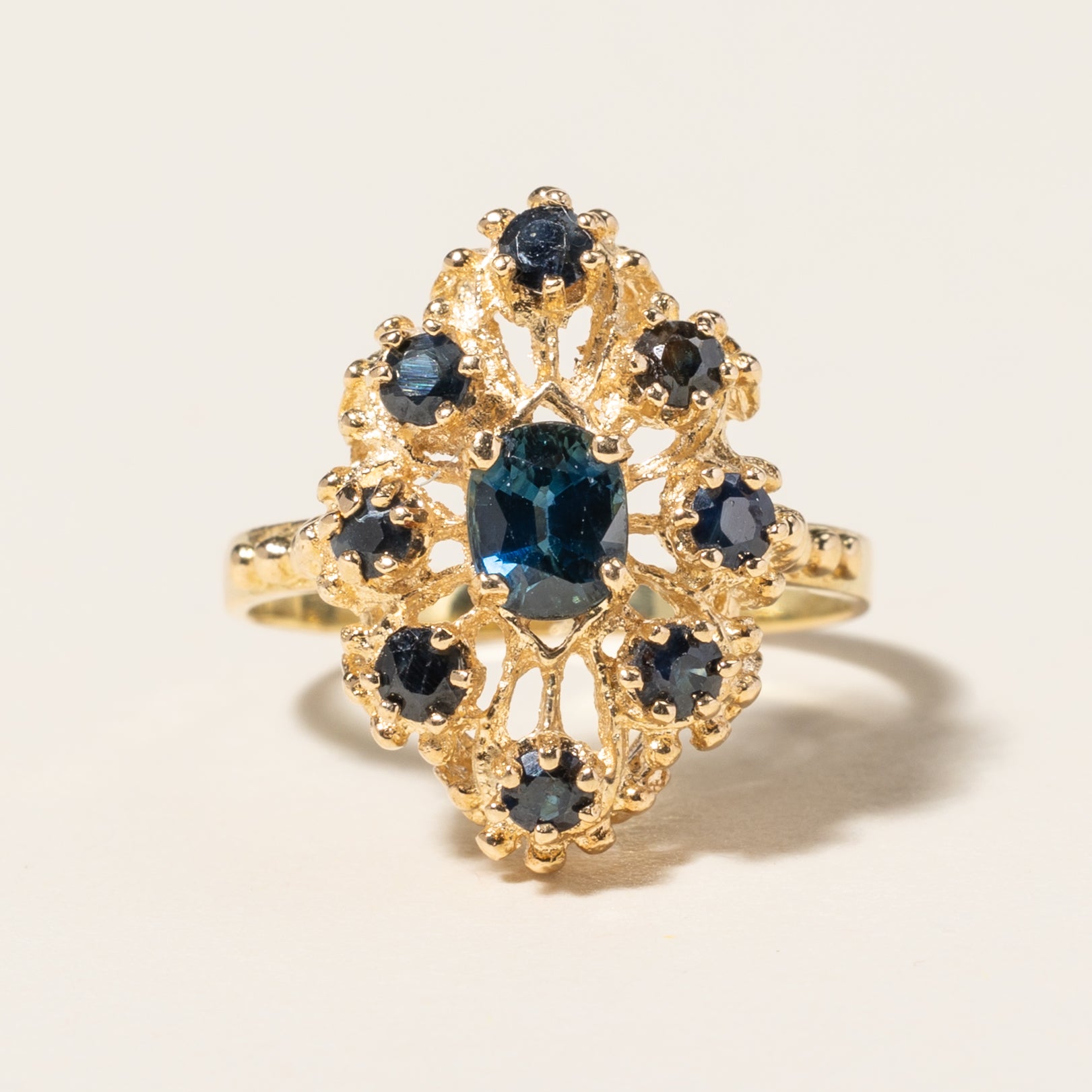 Bague en or jaune 14 carats et saphir bleu | 1,02 ct | Taille 5,75 | 