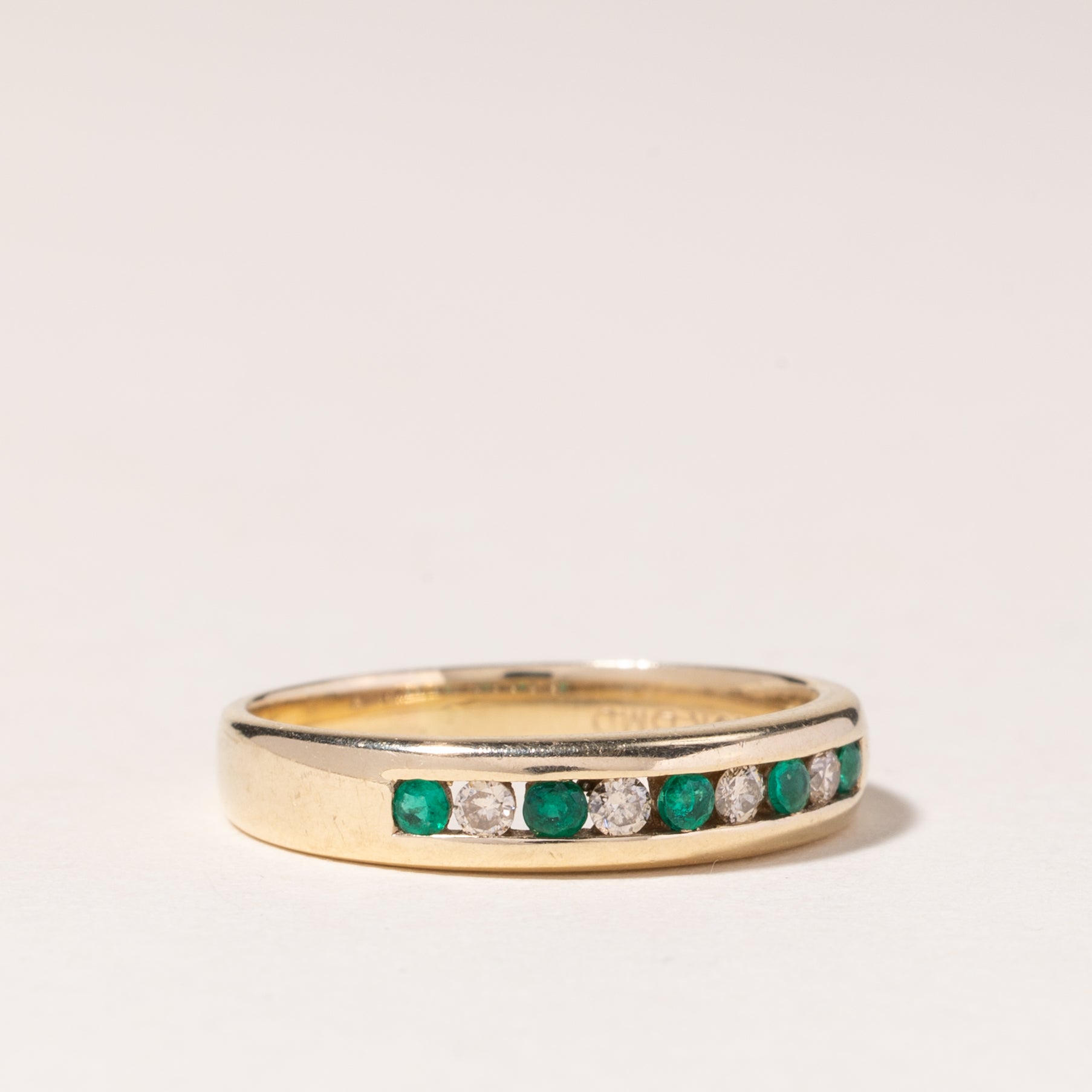 10K Yellow Gold Emerald & Diamond Band | 0.10ctw, 0.10ctw | SZ 6.75 |