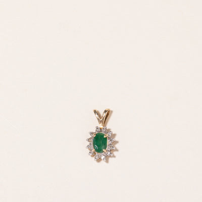 14K Yellow Gold Emerald & Diamond Pendant | 0.41ct, 0.06ctw |