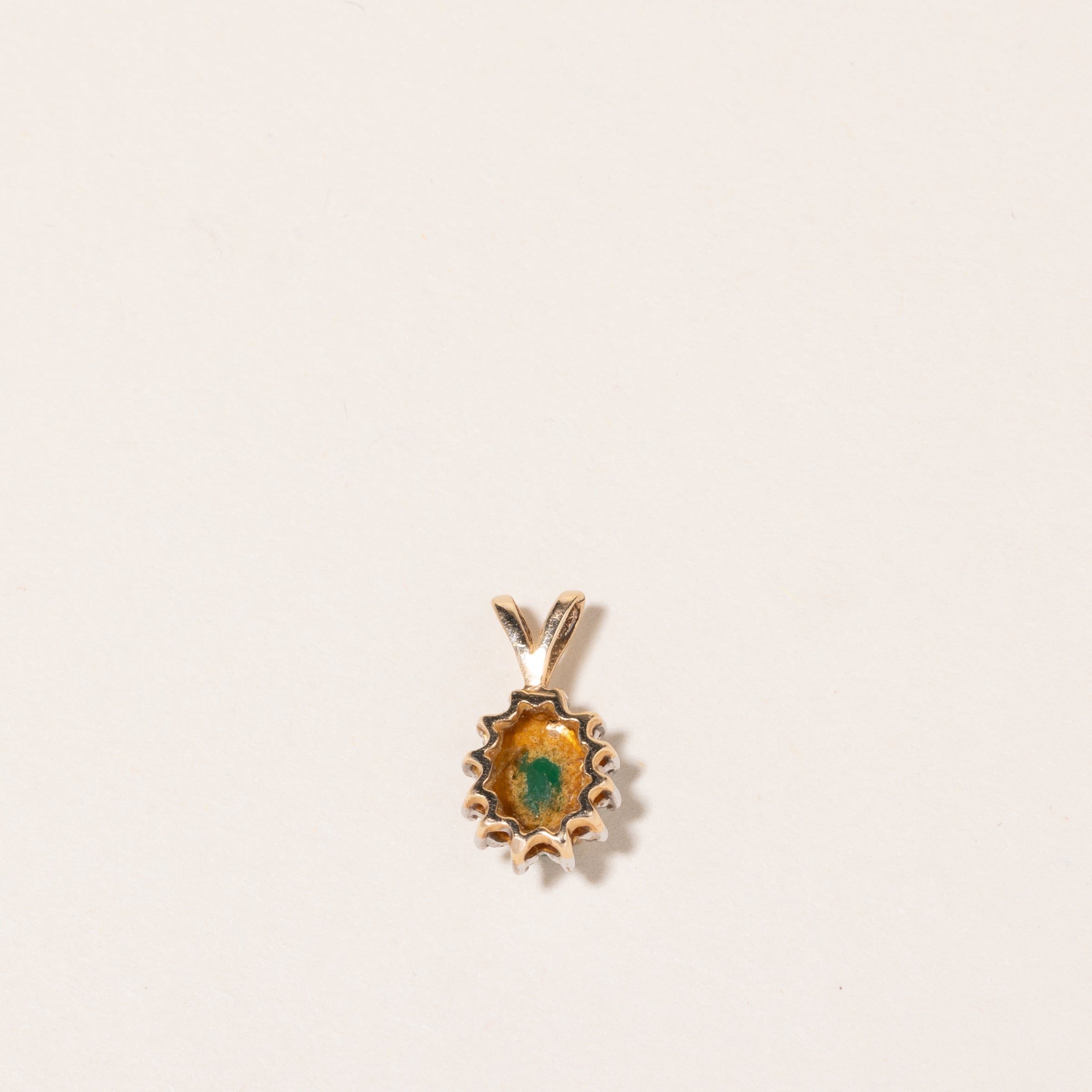 14K Yellow Gold Emerald & Diamond Pendant | 0.41ct, 0.06ctw |