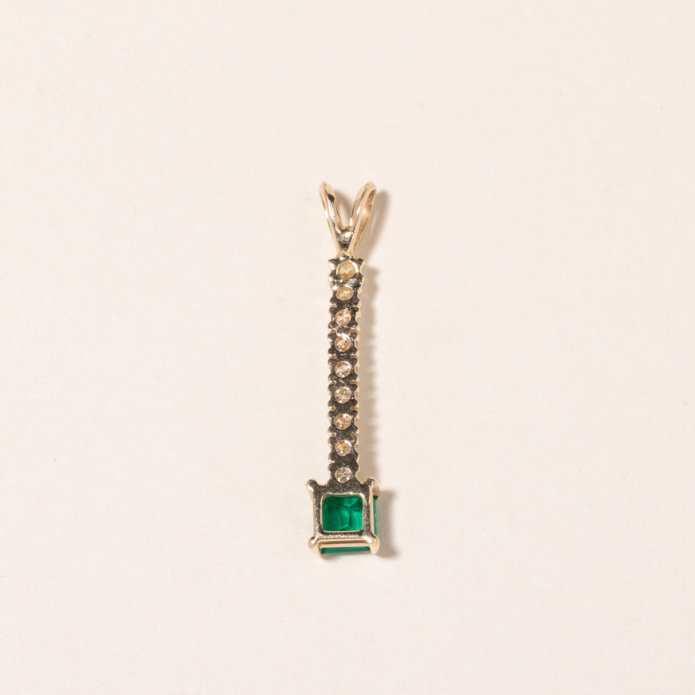 14K Yellow Gold Emerald & Diamond Pendant | 0.53ct, 0.23ctw |