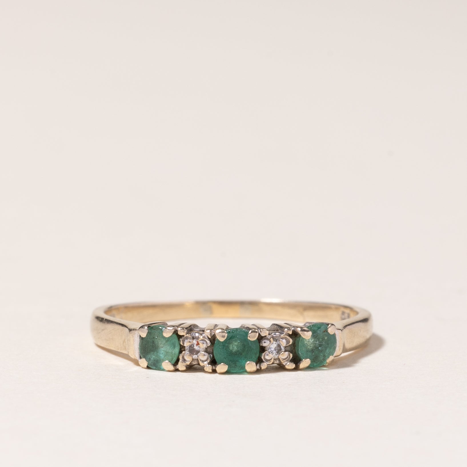 14K Yellow Gold Emerald & Diamond Band | 0.23ctw, 0.01ctw | SZ 6.25 |