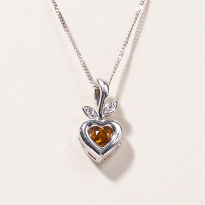 10K White Gold Citrine & Diamond Pendant Necklace | 0.21ct, 0.02ctw | 18