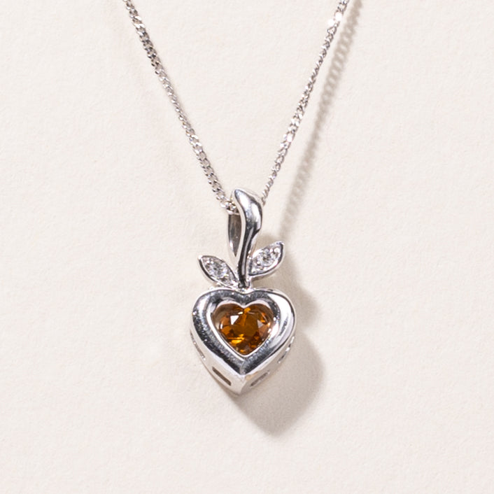 10K White Gold Citrine & Diamond Pendant Necklace | 0.21ct, 0.02ctw | 18" |