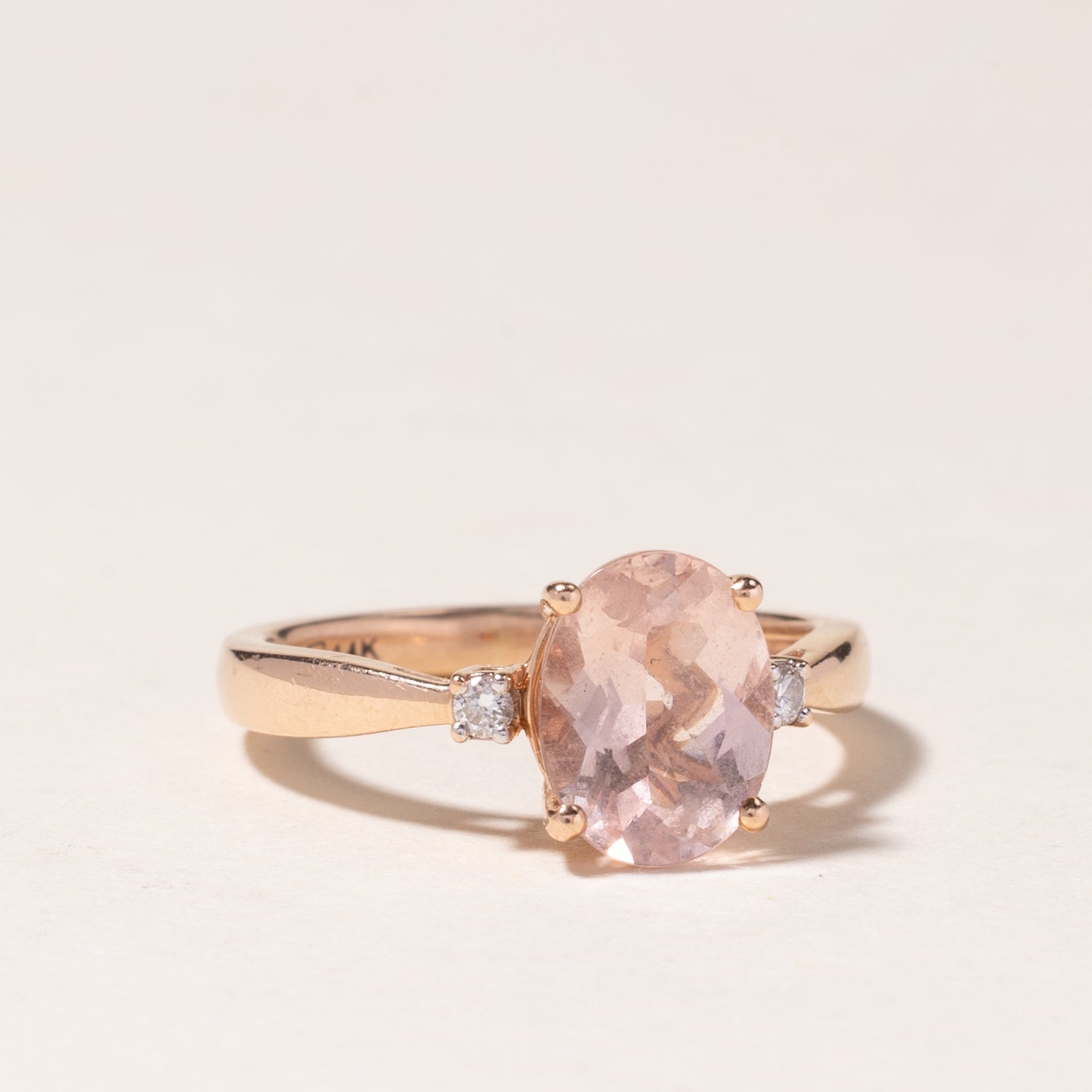 14K Rose Gold Morganite & Diamond Ring | 1.50ct, 004ctw | SZ 4.75 |