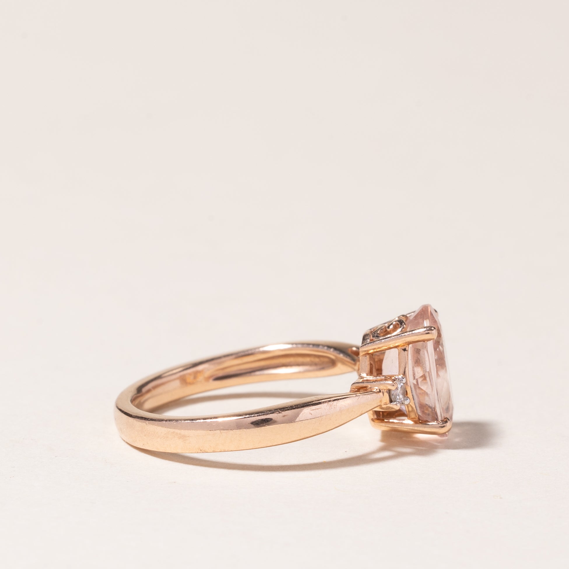 14K Rose Gold Morganite & Diamond Ring | 1.50ct, 004ctw | SZ 4.75 |