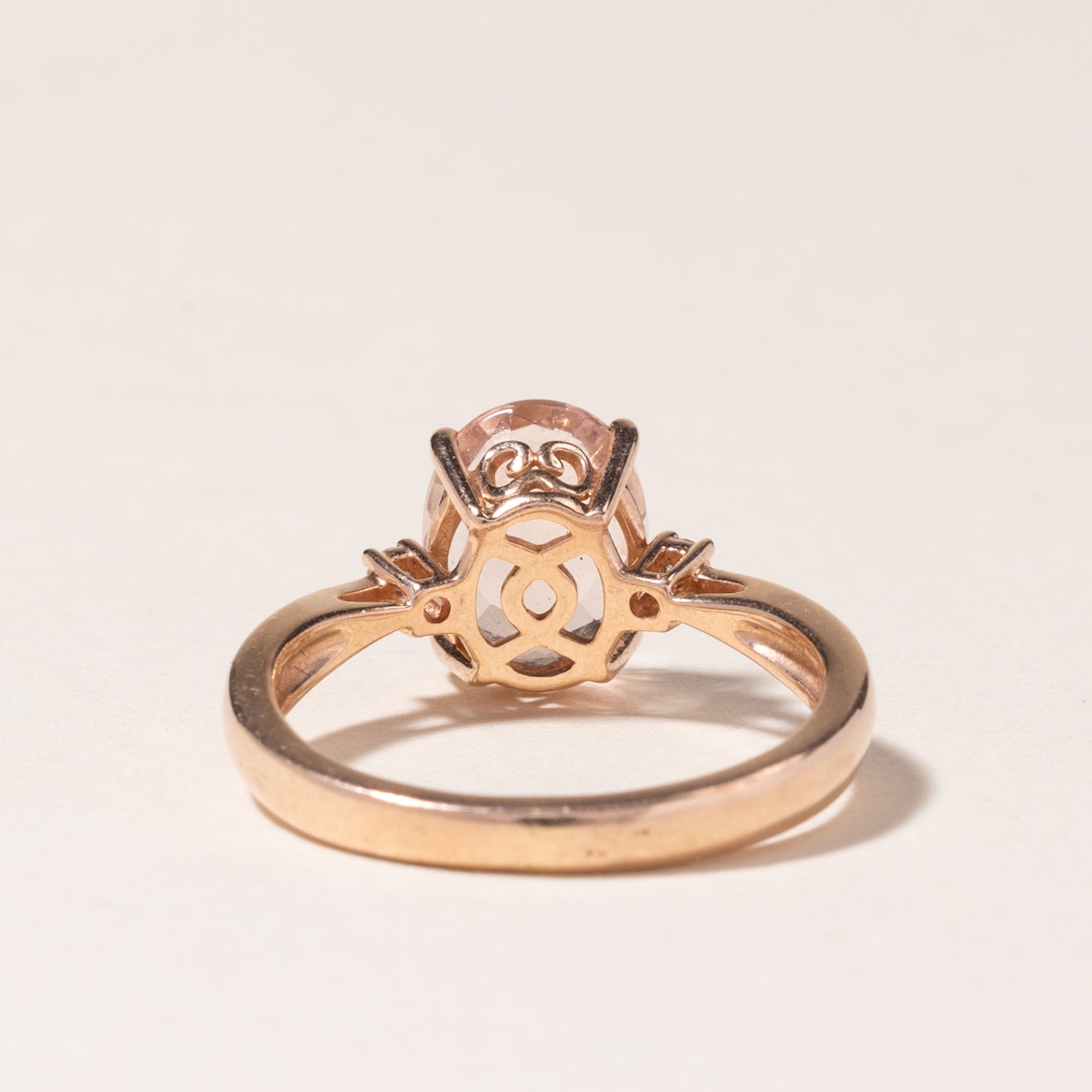 14K Rose Gold Morganite & Diamond Ring | 1.50ct, 004ctw | SZ 4.75 |