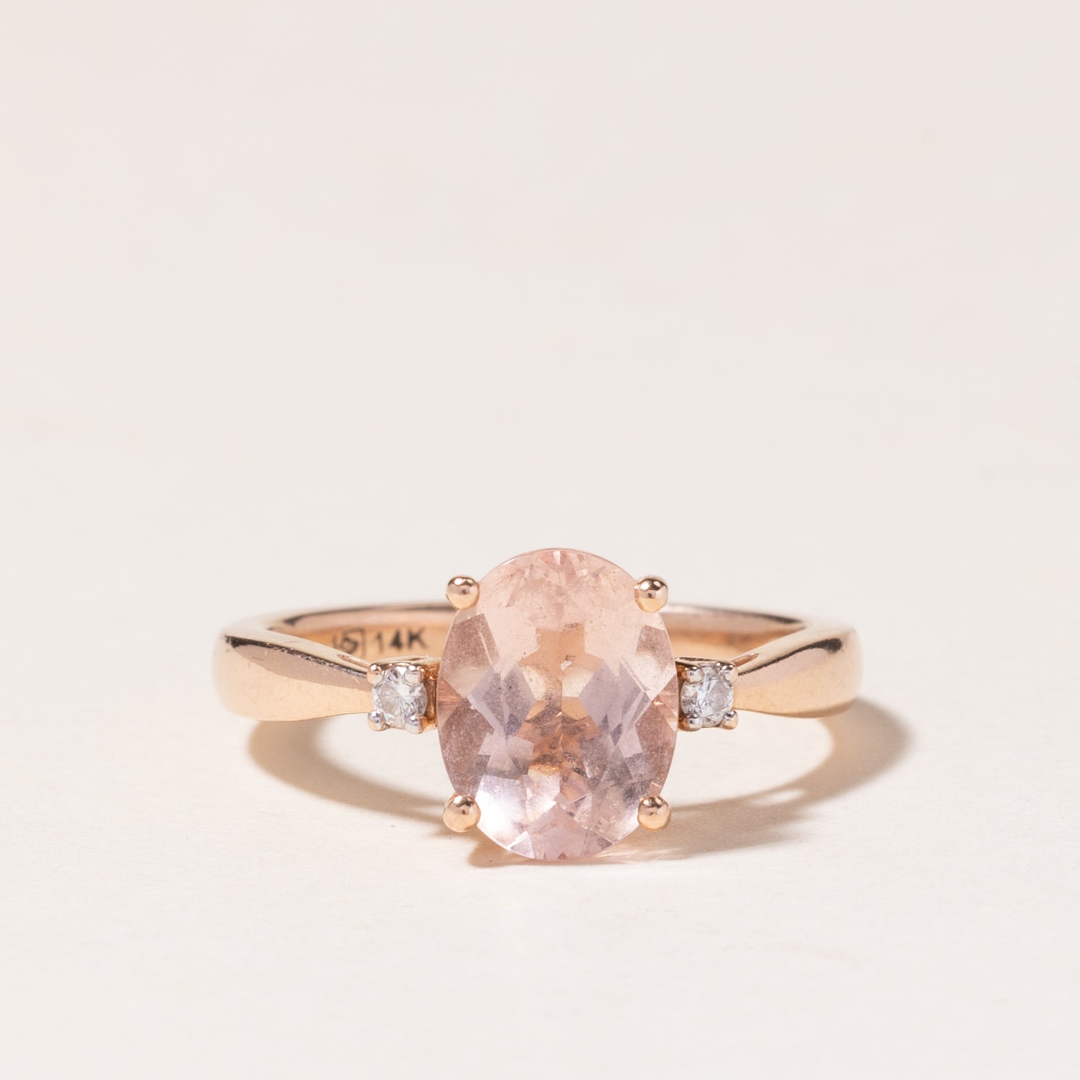 14K Rose Gold Morganite & Diamond Ring | 1.50ct, 004ctw | SZ 4.75 |