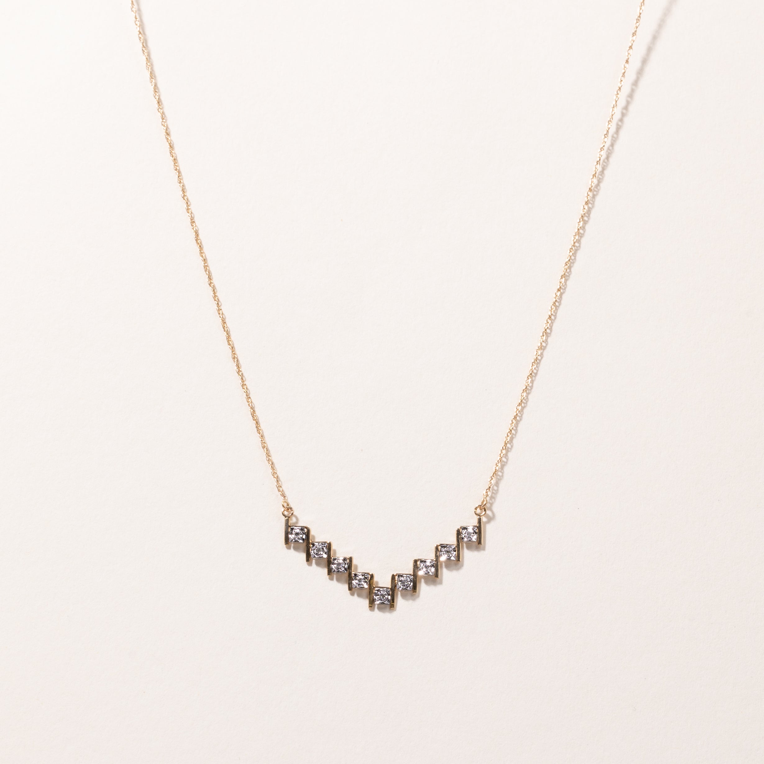 Collier en or jaune 14 carats et diamants | 0,05 ct | 40,6 cm | 