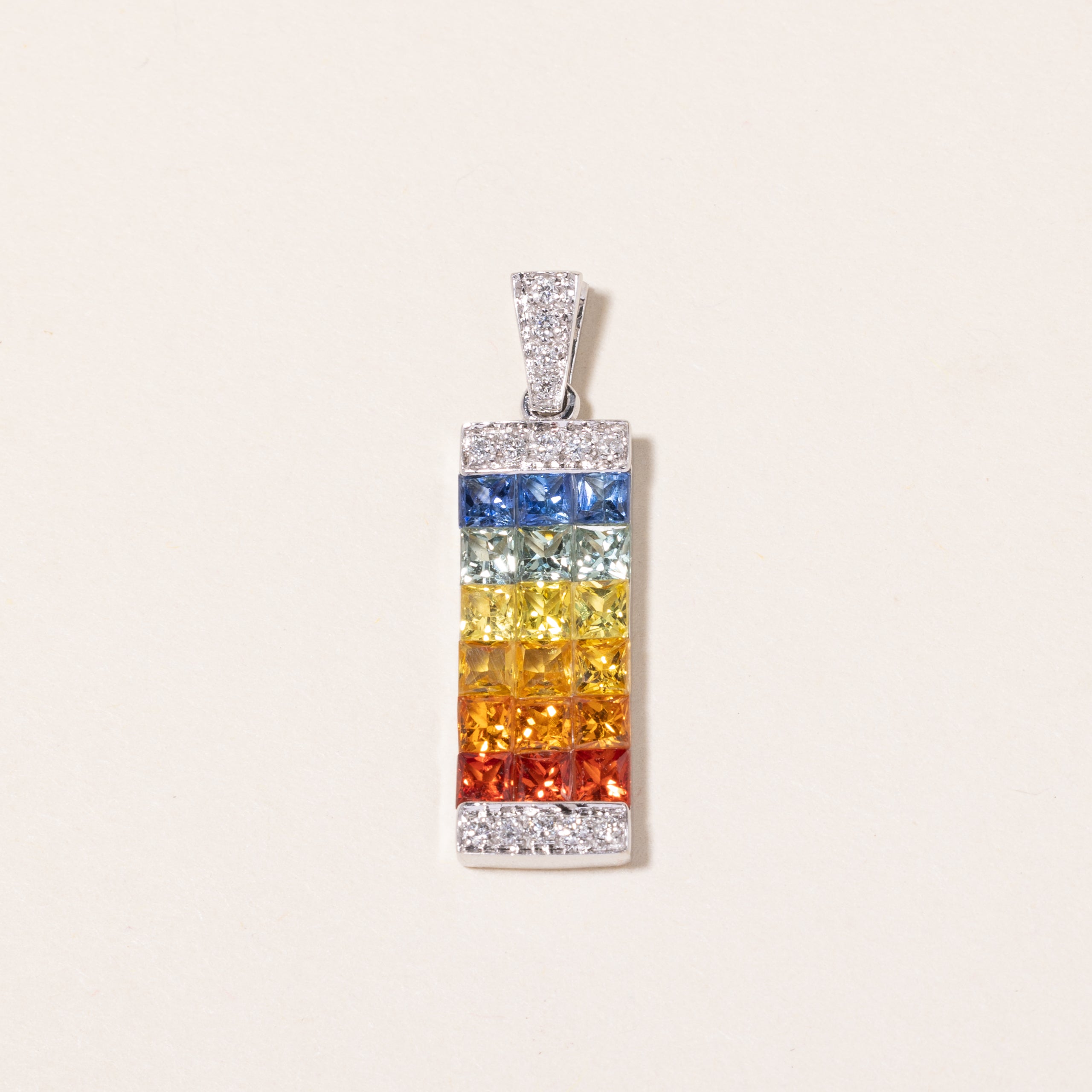 14K White Gold Rainbow Spinel & Diamond Pendant | 1.58ctw, 0.14ctw |