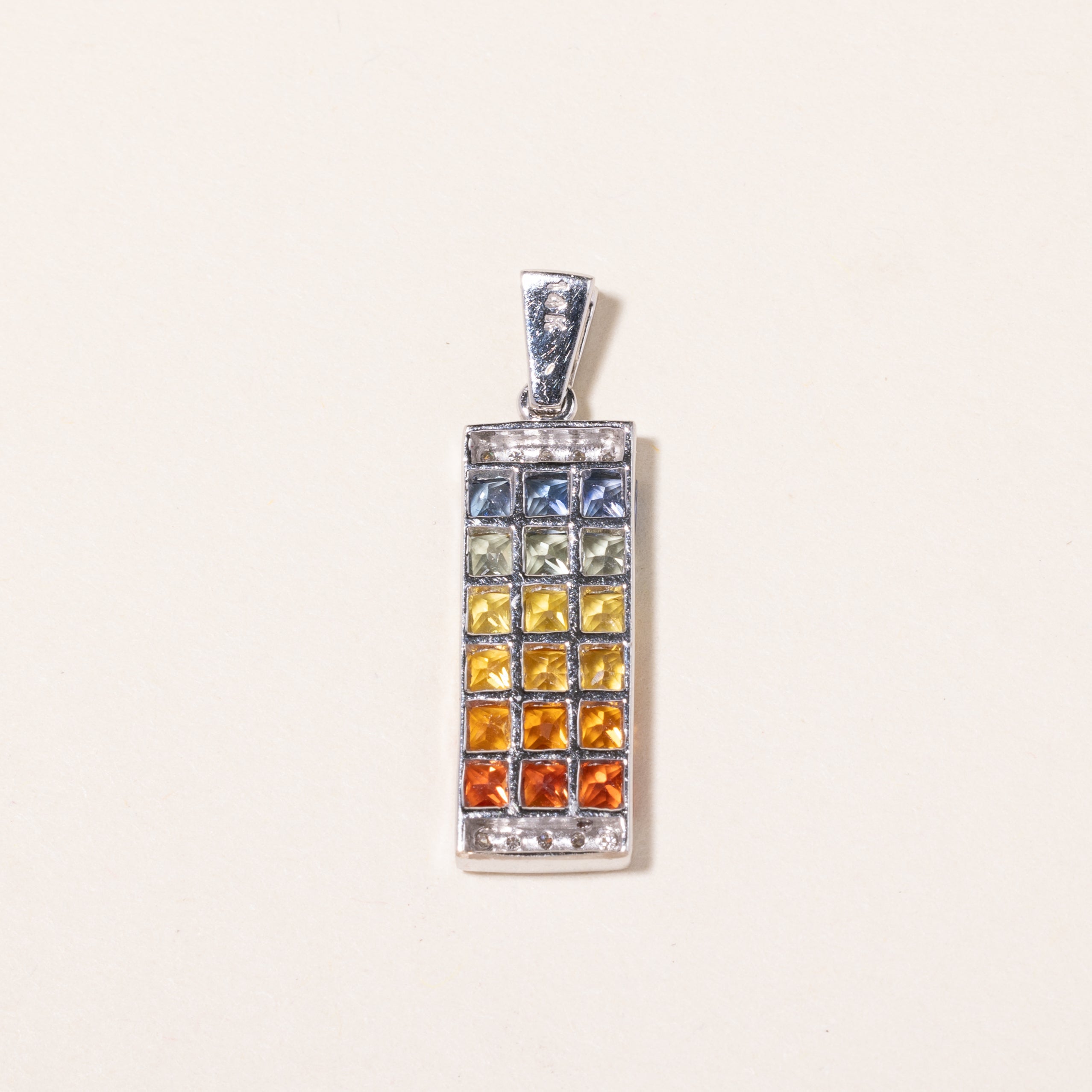 14K White Gold Rainbow Spinel & Diamond Pendant | 1.58ctw, 0.14ctw |