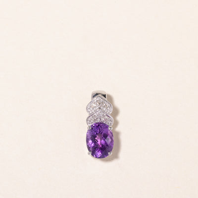 14K White Gold Amethyst & Diamond Pendant | 1.33ct, 0.03ctw |