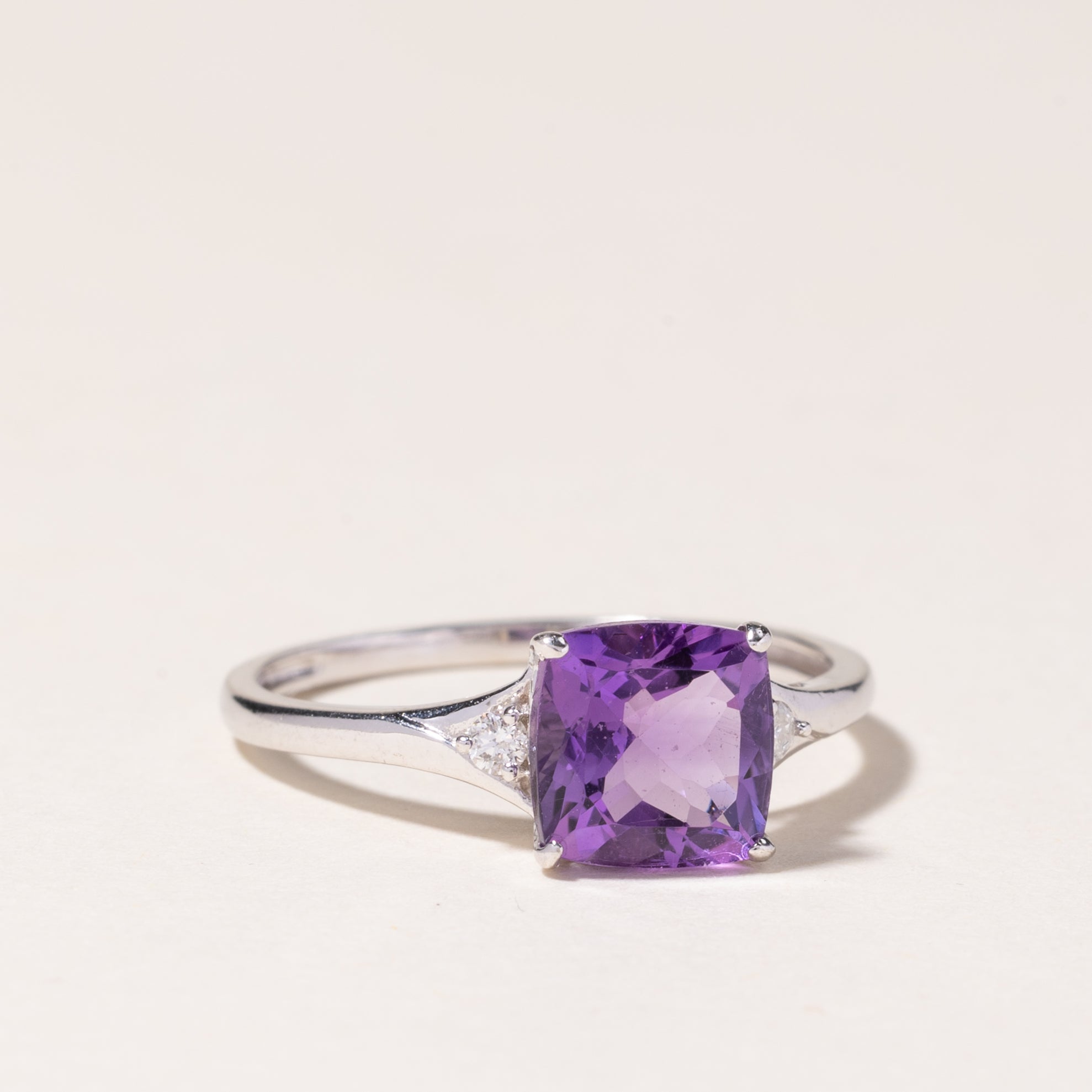 10K White Gold Amethyst & Diamond Ring | 1.37ct, 0.54ctw | SZ 6.75 |