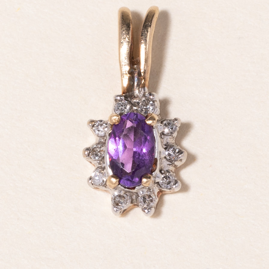 10K Yellow Gold Amethyst & Diamond Pendant | 0.17ct, 0.05ctw |