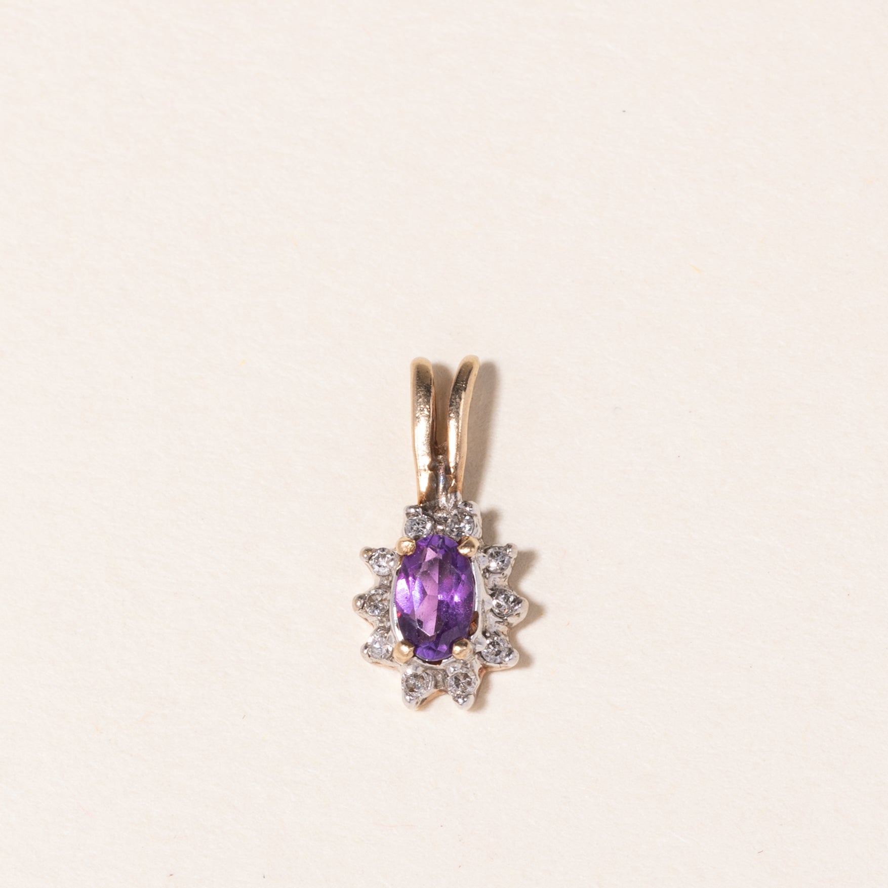 10K Yellow Gold Amethyst & Diamond Pendant | 0.17ct, 0.05ctw |