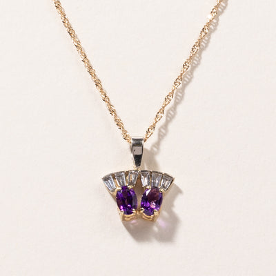 10K Yellow Gold Amethyst & Diamond Pendant Necklace | 0.79ctw, 0.28ctw | 18