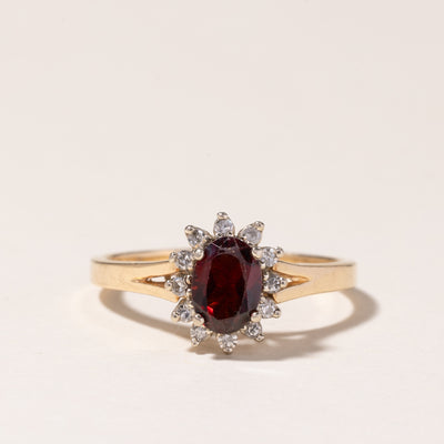 14K Yellow Gold Garnet Ring | 0.90ct, 0.06ctw | SZ 7.25 |