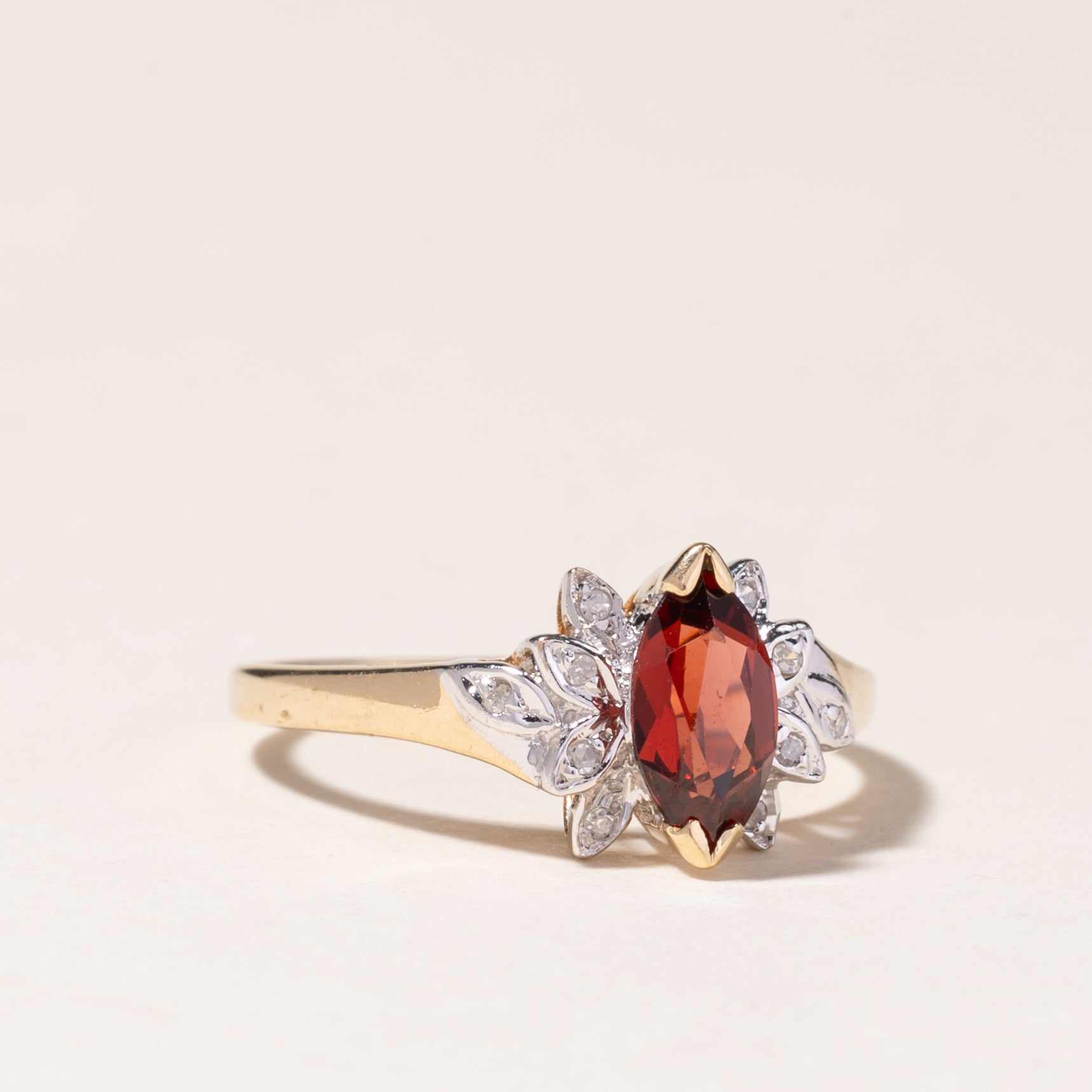 10K Yellow Gold Garnet & Diamond Ring | 0.63ct, 0.05ctw | SZ 6 |